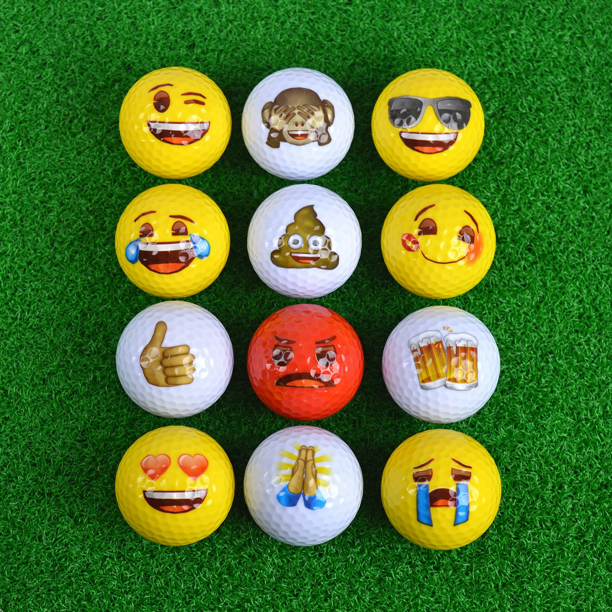 Second Chance Unisex – oficjalne piłki golfowe Emoji (opakowanie 12 sztuk), czerwone, rozmiar uniwersalny