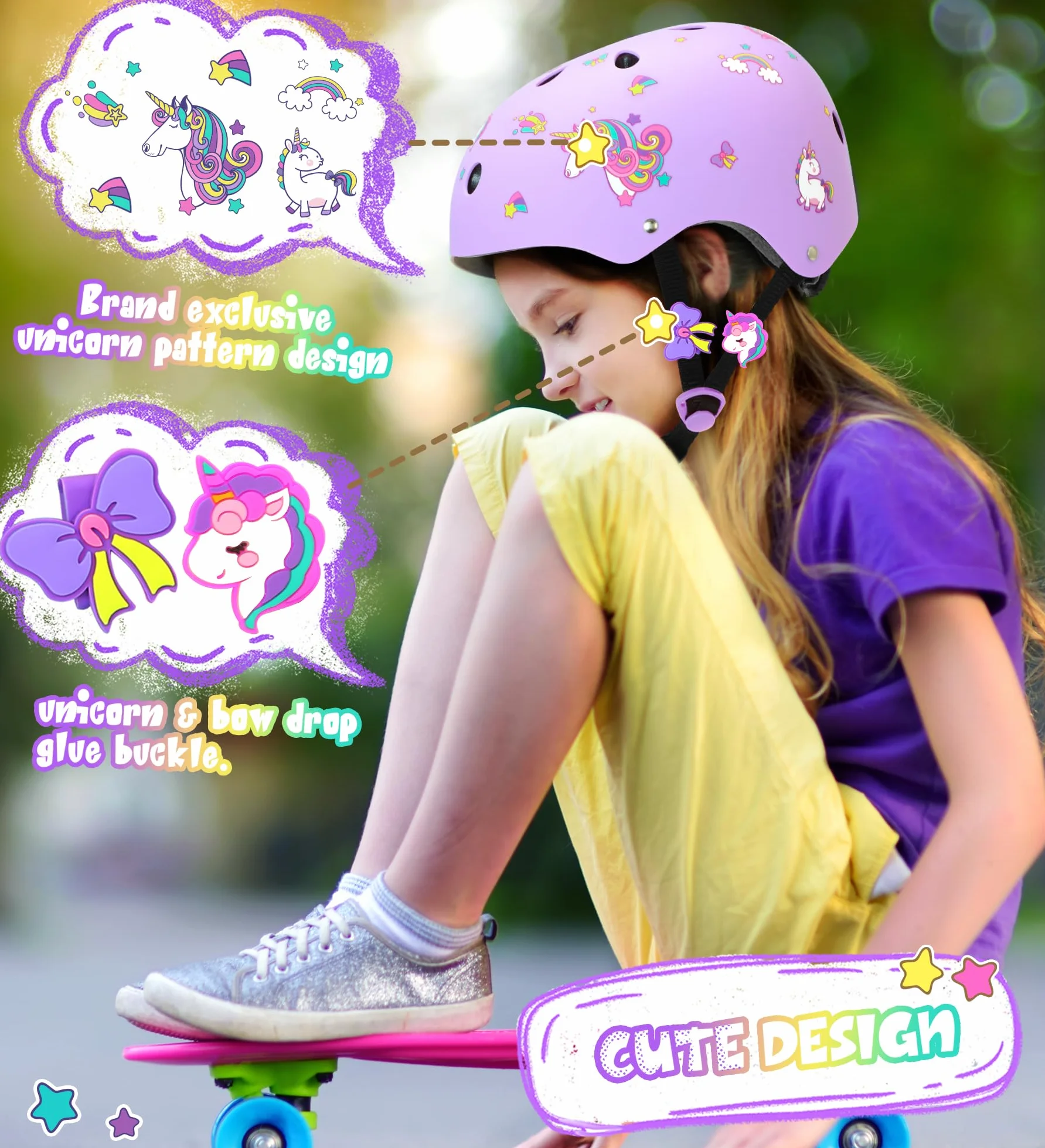 Jednorożec Kask Dziecięcy Rower Regulowany Kask Ochronny Dziewczyna Skateboard Skateboard Jazda Na Rowerze Łyżwy