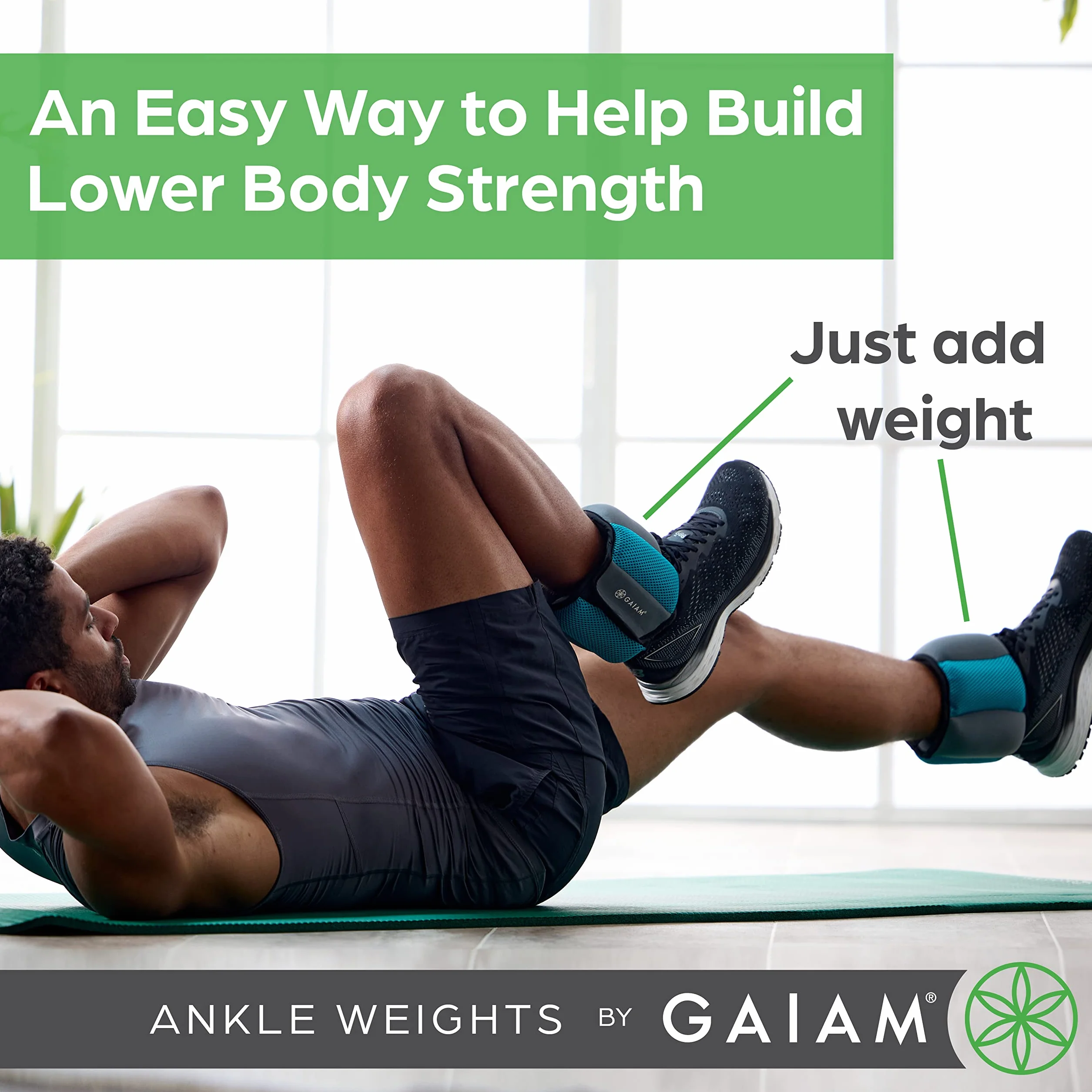 Gaiam Regulowany zestaw obciążników na kostki 2,3 kg do treningu oporowego