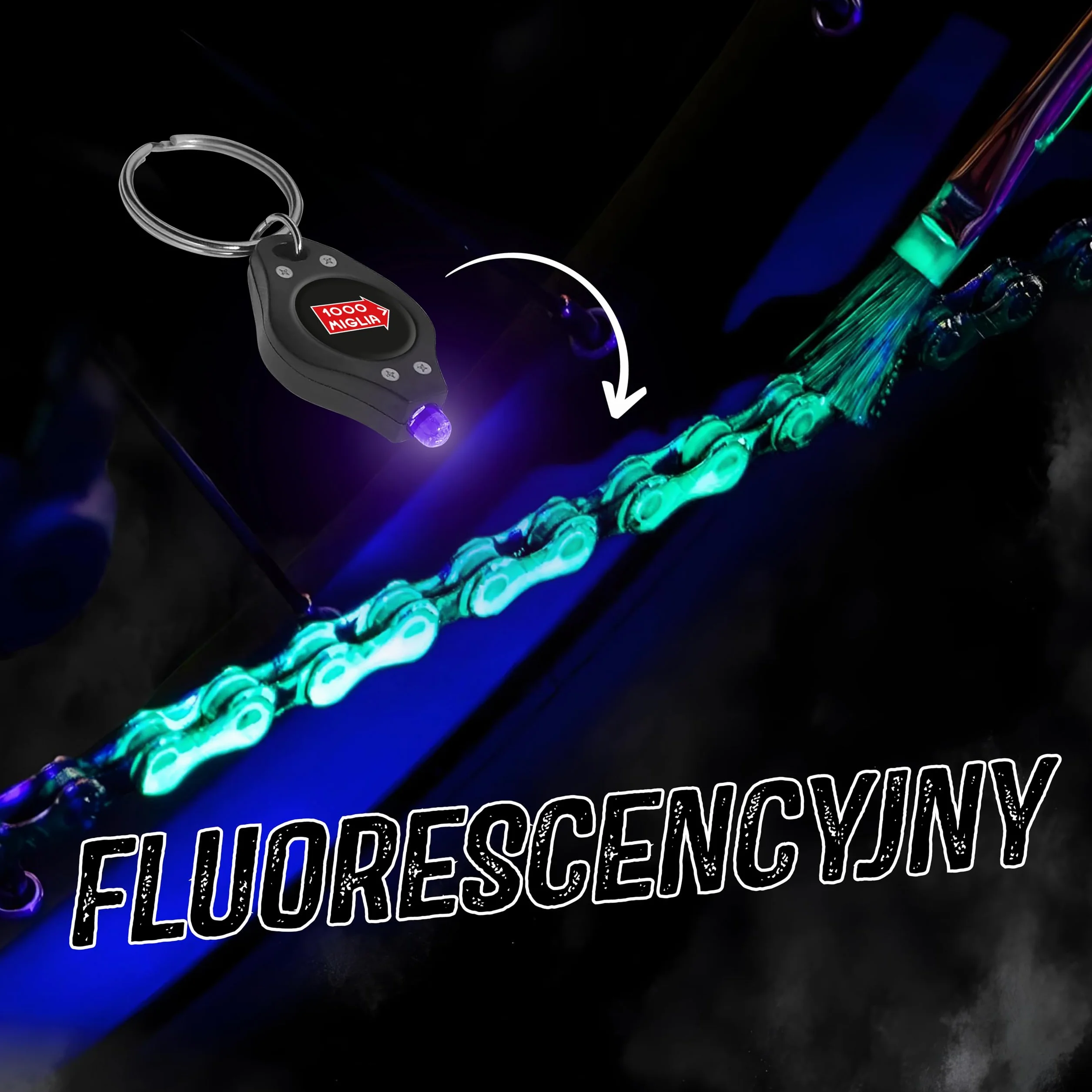 1000 Miglia BKR 6102 HIGH PERFORMANCE Smar do Łańcucha Rowerowego do użytku profesjonalnego - 60 ml, w każdych warunkach, Fluorescencyjny, Pojemnik All-In-One z Pędzelkiem