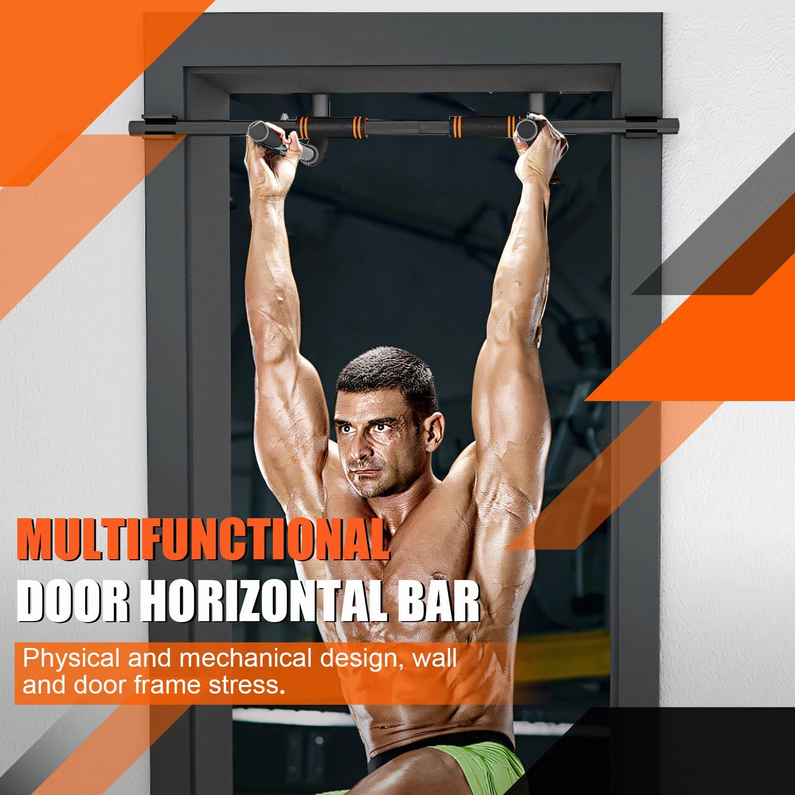 Drążek do podciągania na ramę drzwi, Premium Pull Up Bar do obciążenia do 200 kg, z antypoślizgowymi uchwytami, drążek do podciągania do drążków drzwiowych bez montażu i śrub, do domowej hali