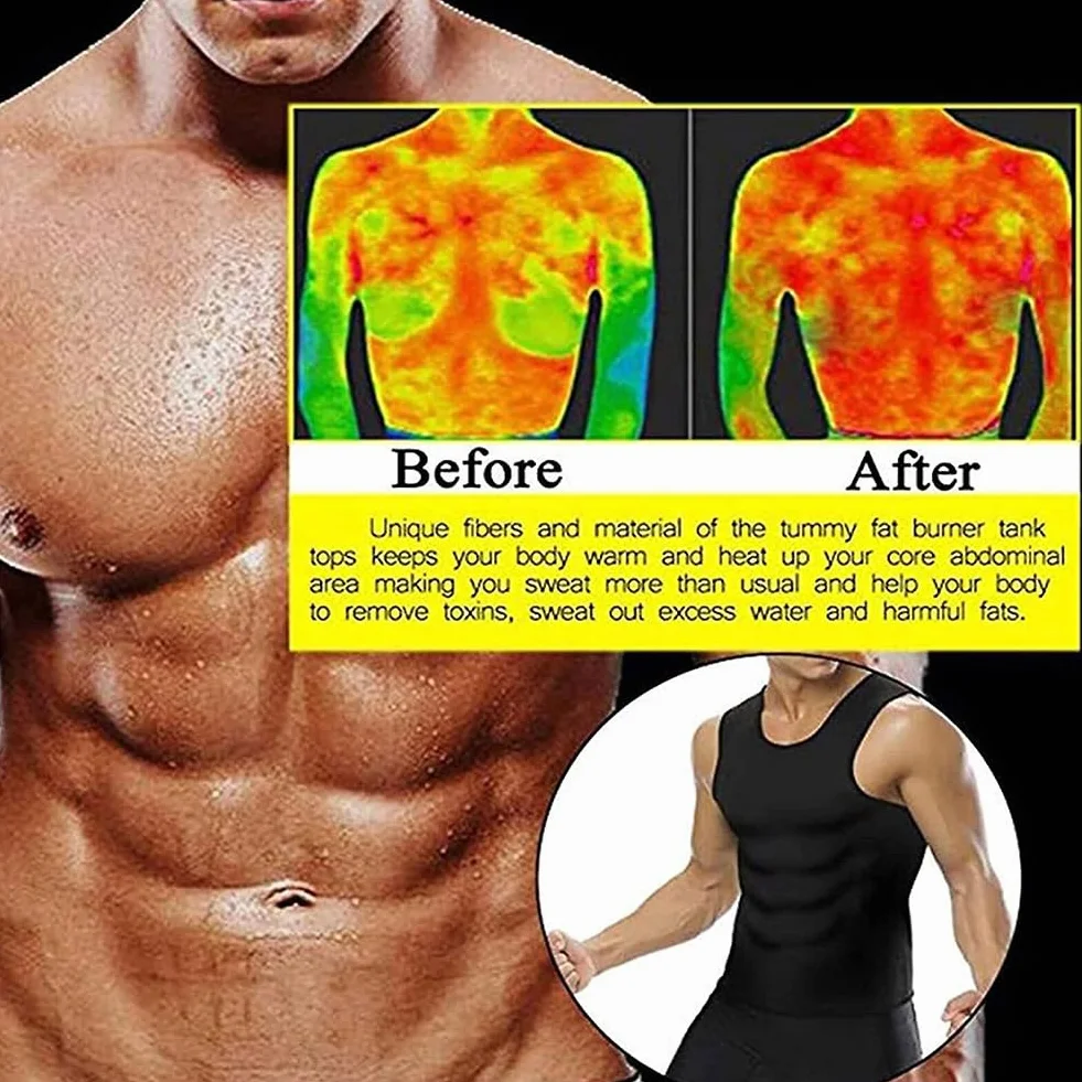 Męska kamizelka do sauna, strój do fitnessu i odchudzania potu, pas wyszczuplający, tank top, koszulka fitness, kamizelka pocąca się