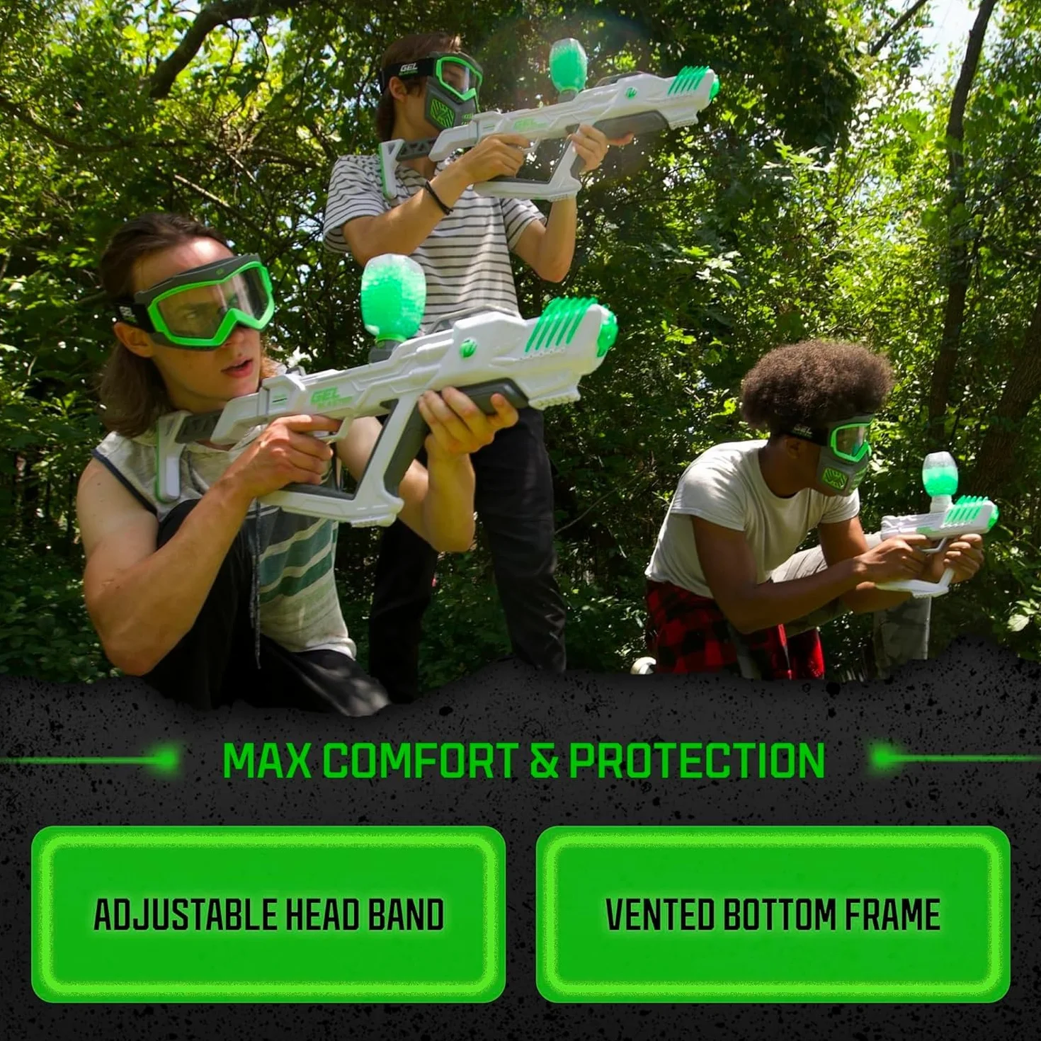 Gel Blaster Elite Maska Twarzowa Taktyczna Świecąca w Ciemności z Odpinanymi Gogle i Regulowanym Paskiem