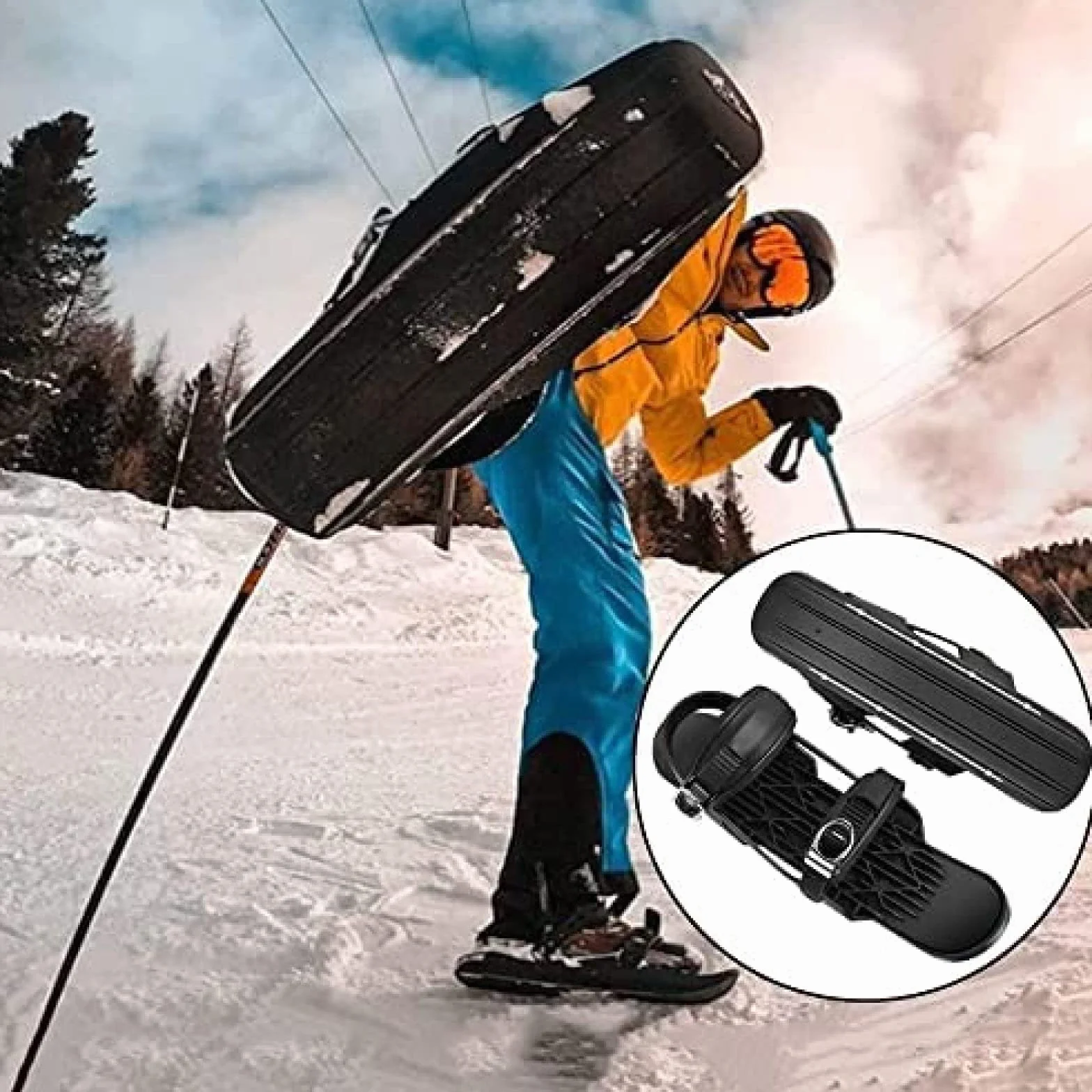 Mini Łyżwy Regulowane-antypoślizgowe Narty Dla Dorosłych Na Śnieg Skiboard Snowblades-uniwersalne Buty Narciarskie Na Sankach Snowboard,Czarny,Dorosły,Collector88
