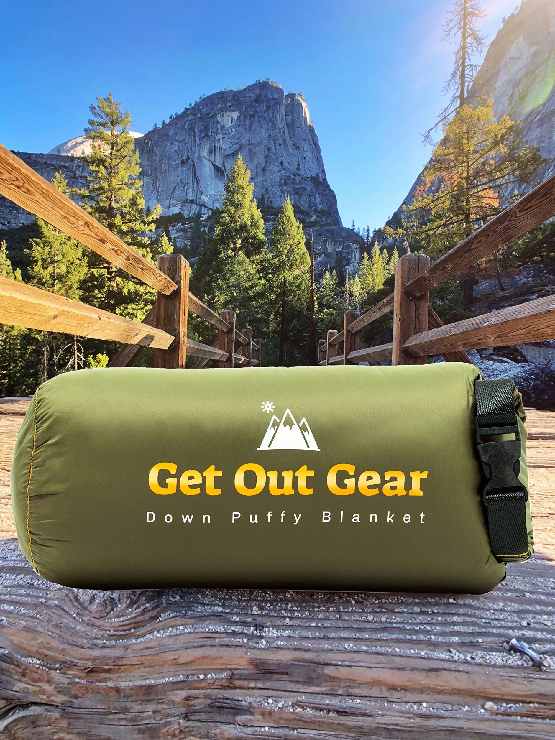 Get Out Gear Puchowy koc kempingowy – na zewnątrz, lekki, pakowany koc puchowy o wypełnieniu 650, kompaktowy, wodoodporny i ciepły koc z plecakiem, na kemping, wędrówki, podróż, hamak