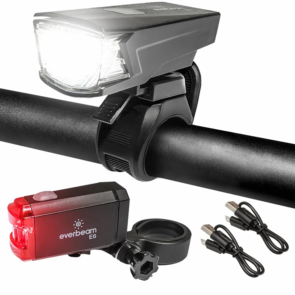 Everbeam E9 LED Front i Tylny Sветлоść - StVZO Rechargeable Headlight i Tail Light dla Noat Jazdy - Bezpieczeństwo dla Samochodów