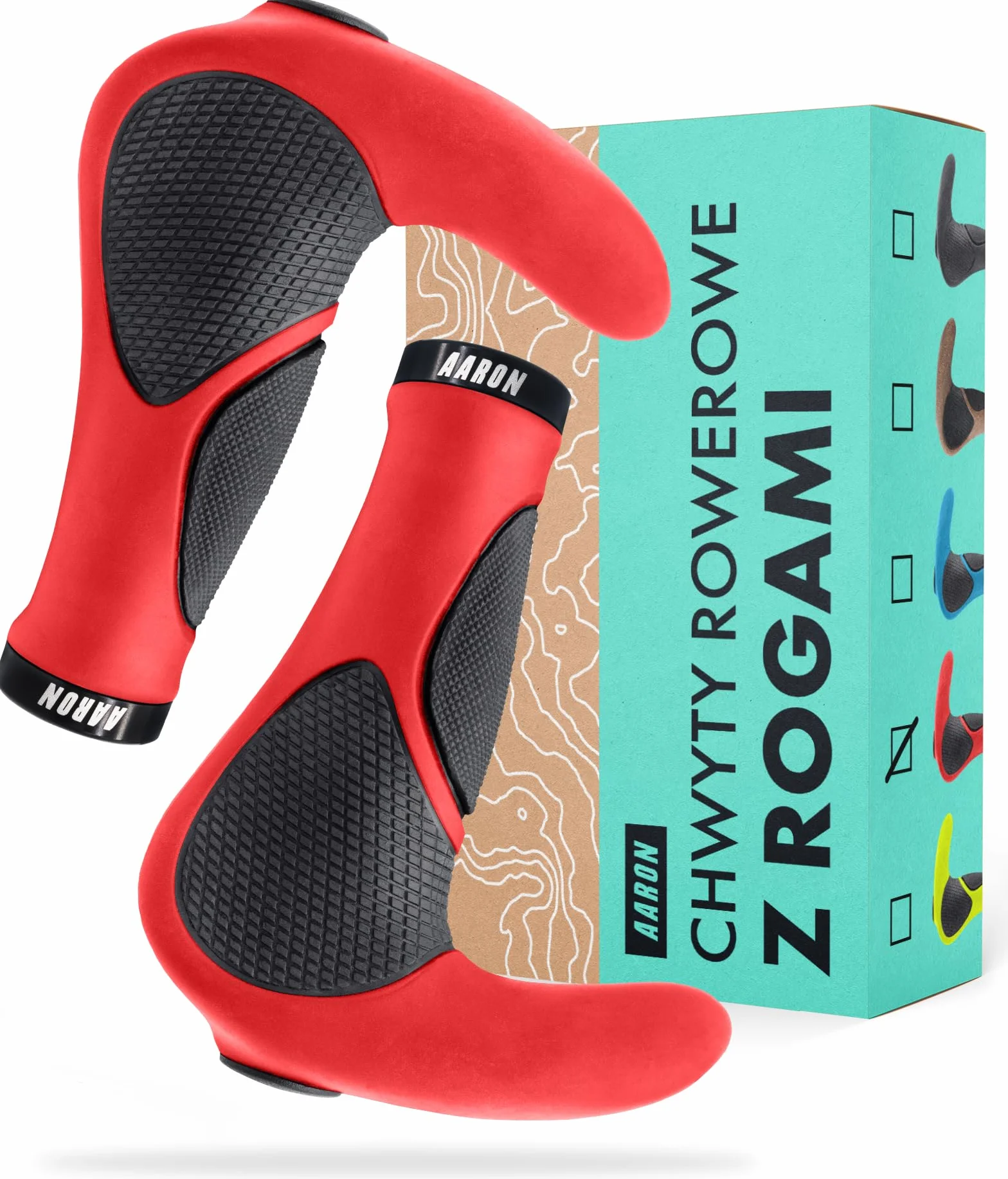Aaron Horn - uchwyty na kierownicę z żelową amortyzacją - ergonomiczne rogi kierownicy z antypoślizgowego kauczuku - uchwyty rowerowe do e-bike, roweru trekkingowego, roweru górskiego, roweru