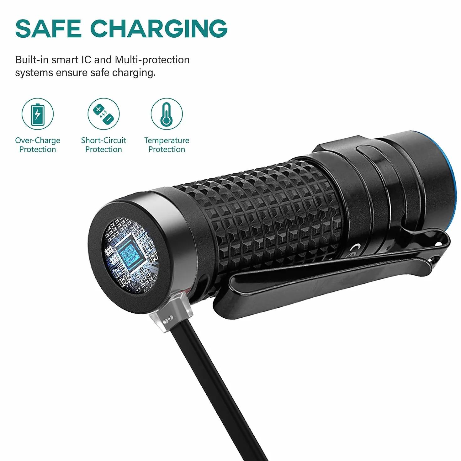 TUSITA MCC3 Magnetyczny Ładowarka Kompatybilny z Olight Latarką - Czarny Ulepszony - 50CM