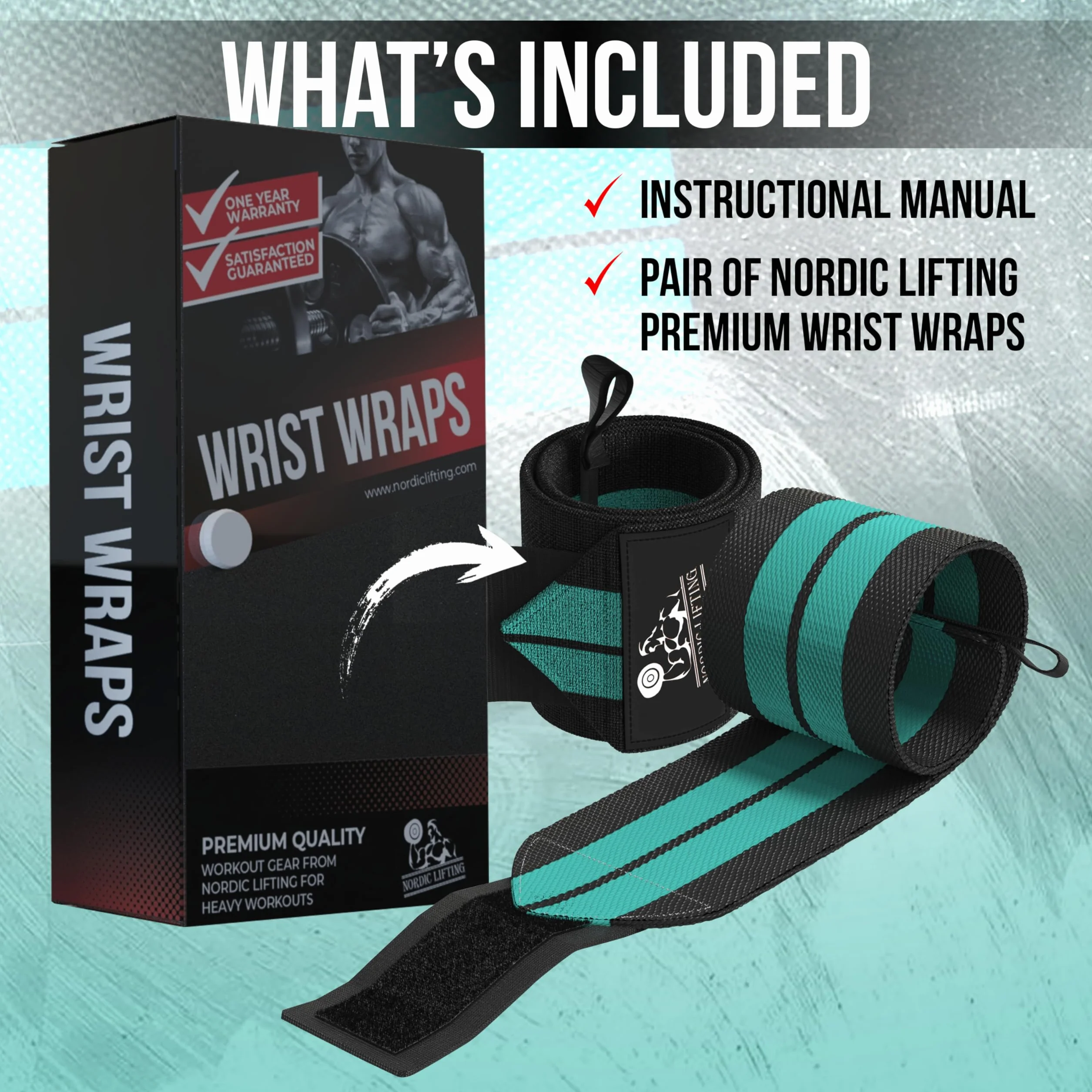 Opaski na nadgarstek (1 para) - wsparcie premium do podnoszenia ciężarów, crossfit|siłownia - AquaBlue