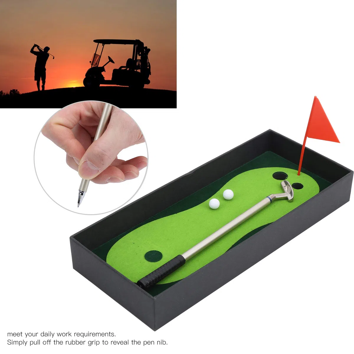 Mini kluby golfowe zestaw kijów, mały zestaw do ćwiczeń golfowych, mini biuro gry na biurko do gry w golfa długopis do gry w golfa putting mata do nowość dekoracja golfa prezent prezent