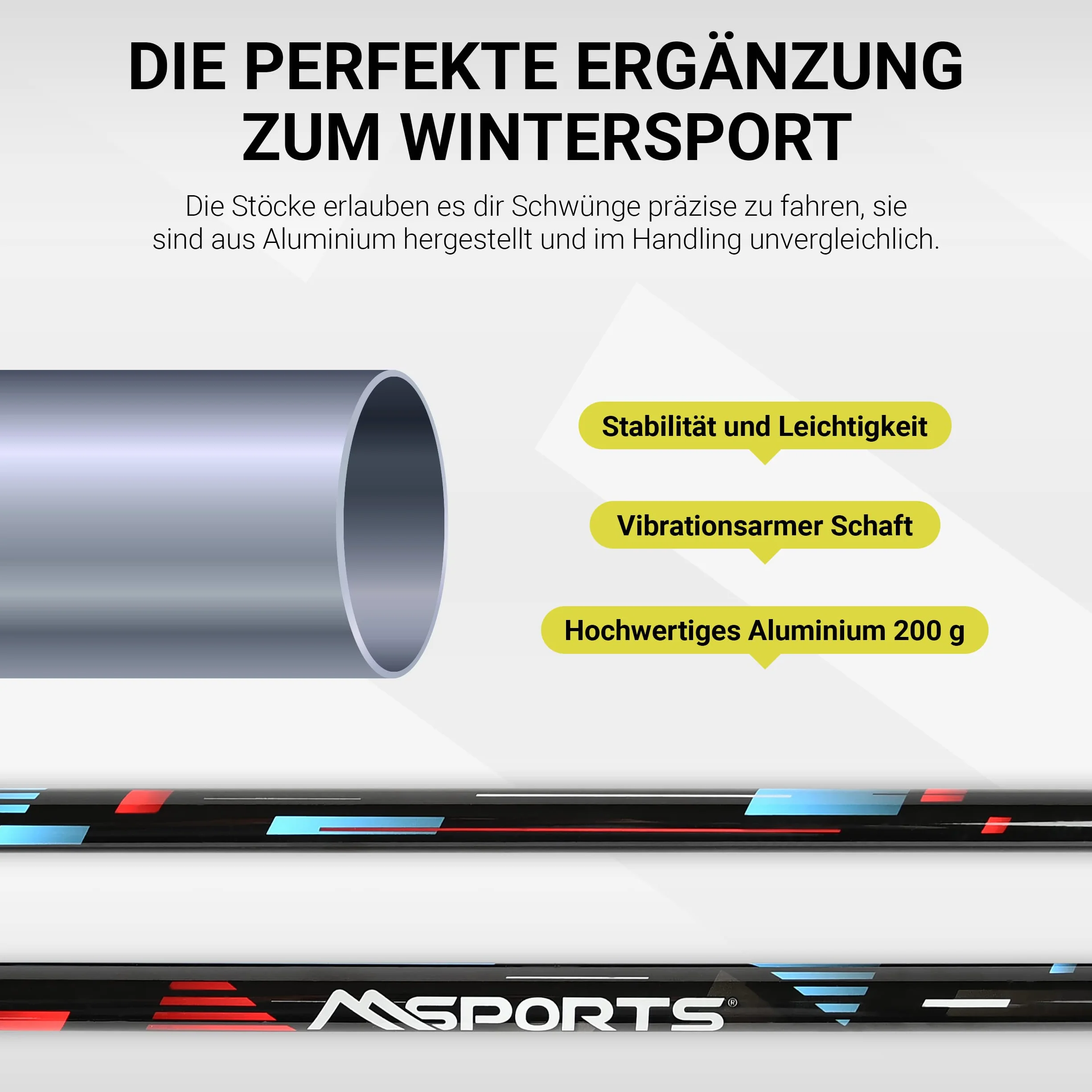 MSPORTS Kijki narciarskie Premium z talerzem śniegowym unisex I kijki narciarskie aluminiowe o różnych długościach I aluminiowy trzonek 18 mm (105 cm)