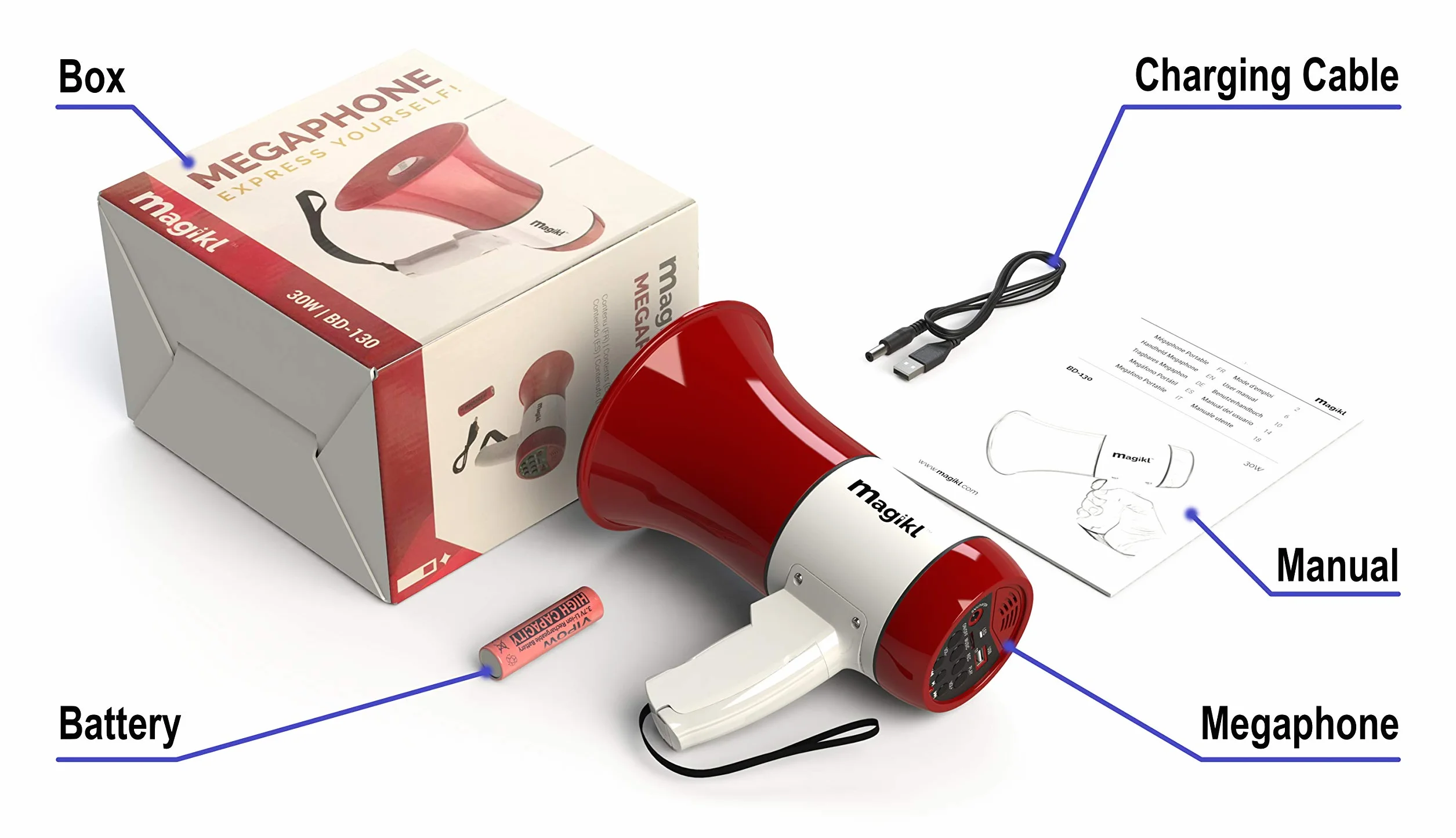 Megafon głośnik z syreną MP3 nagrywanie akumulator litowy USB dla dzieci