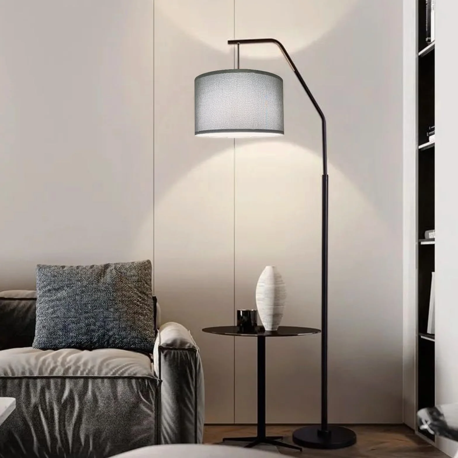 Klosz z tkaniny naturalny len do lampy stołowej 12 x 12 x 8 cali szary