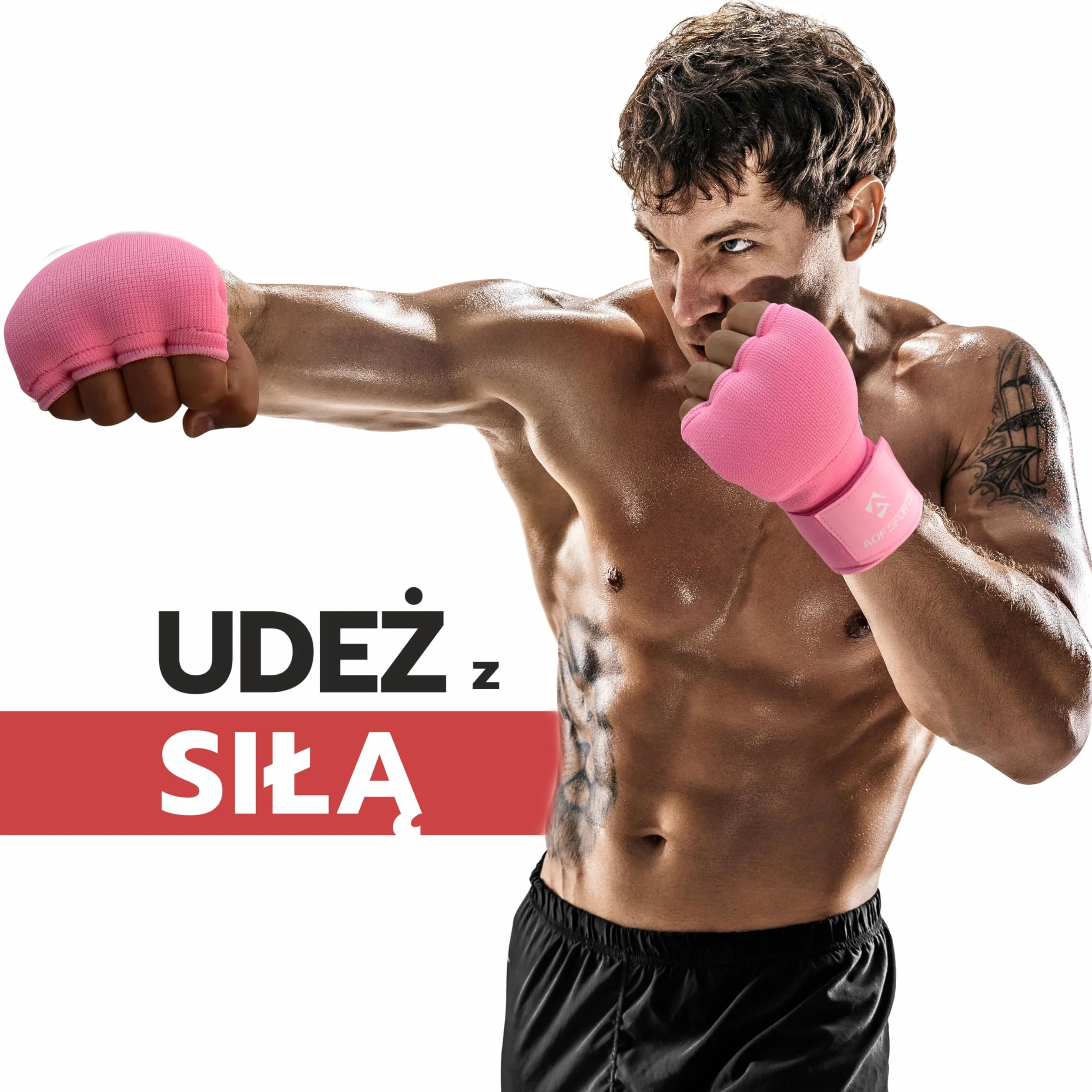 AQF Wewnętrzne Rękawice Bokserskie Bandaże Wyściełane Pięścią Rękawice Z Żelowym Paskiem MMA Kick Czarne, Niebieskie I Czerwone