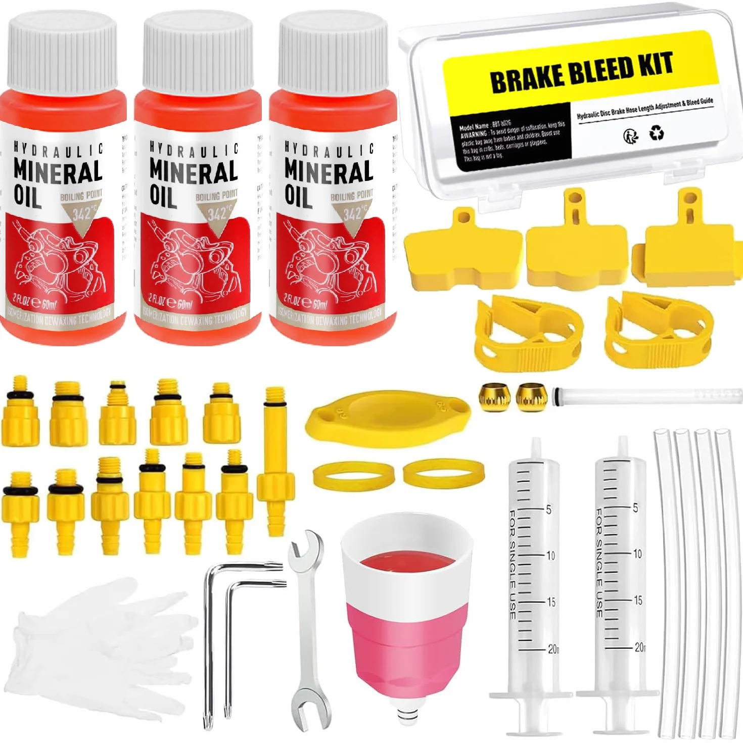 Zestaw do odpowietrzania hydraulicznych hamulców tarczowych dla Shimano, TEKTRO, MAGURA, płyn hydrauliczny do hamulców rowerowych, w zestawie z płynem mineralnym (180ml)
