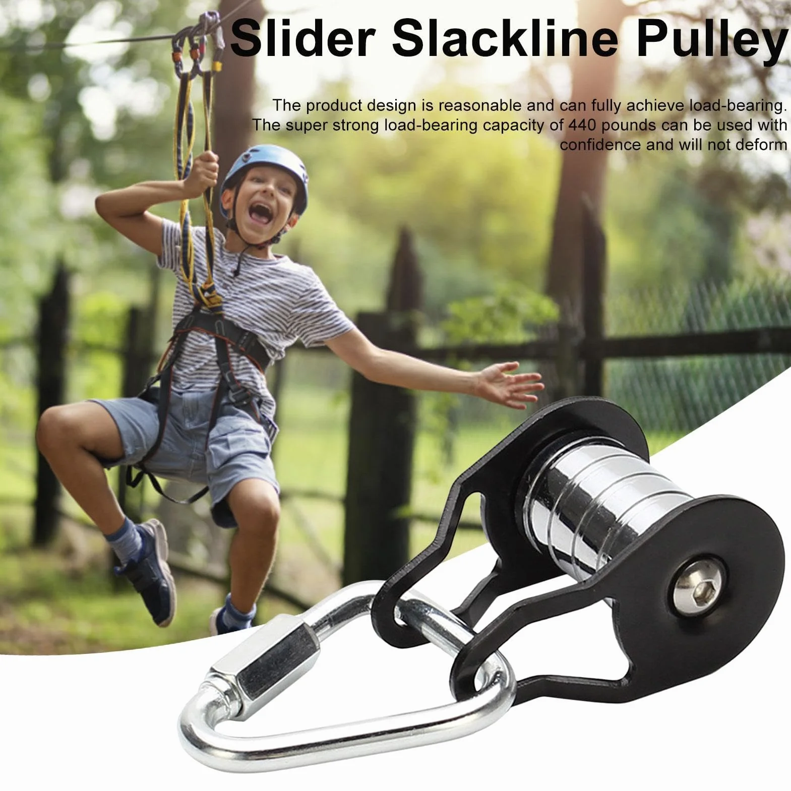 Slackl Slider Zipline Kit dla dzieci, zje?d?alnia linowa, rolka linowa, rolka linowa, do mocowania ka?dym SlackLi, zestaw do u?ytku zewn?trz, podwórko, zamek b?yskawiczny Li ne