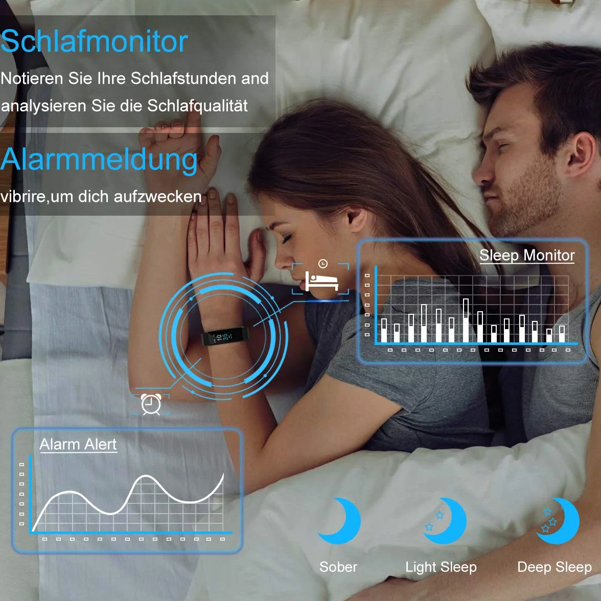 LEBEXY Bransoletka fitness, wodoszczelna IP68, zegarek fitness, smartwatch, krokomierz, monitor aktywności, licznik kalorii, zegarek sportowy