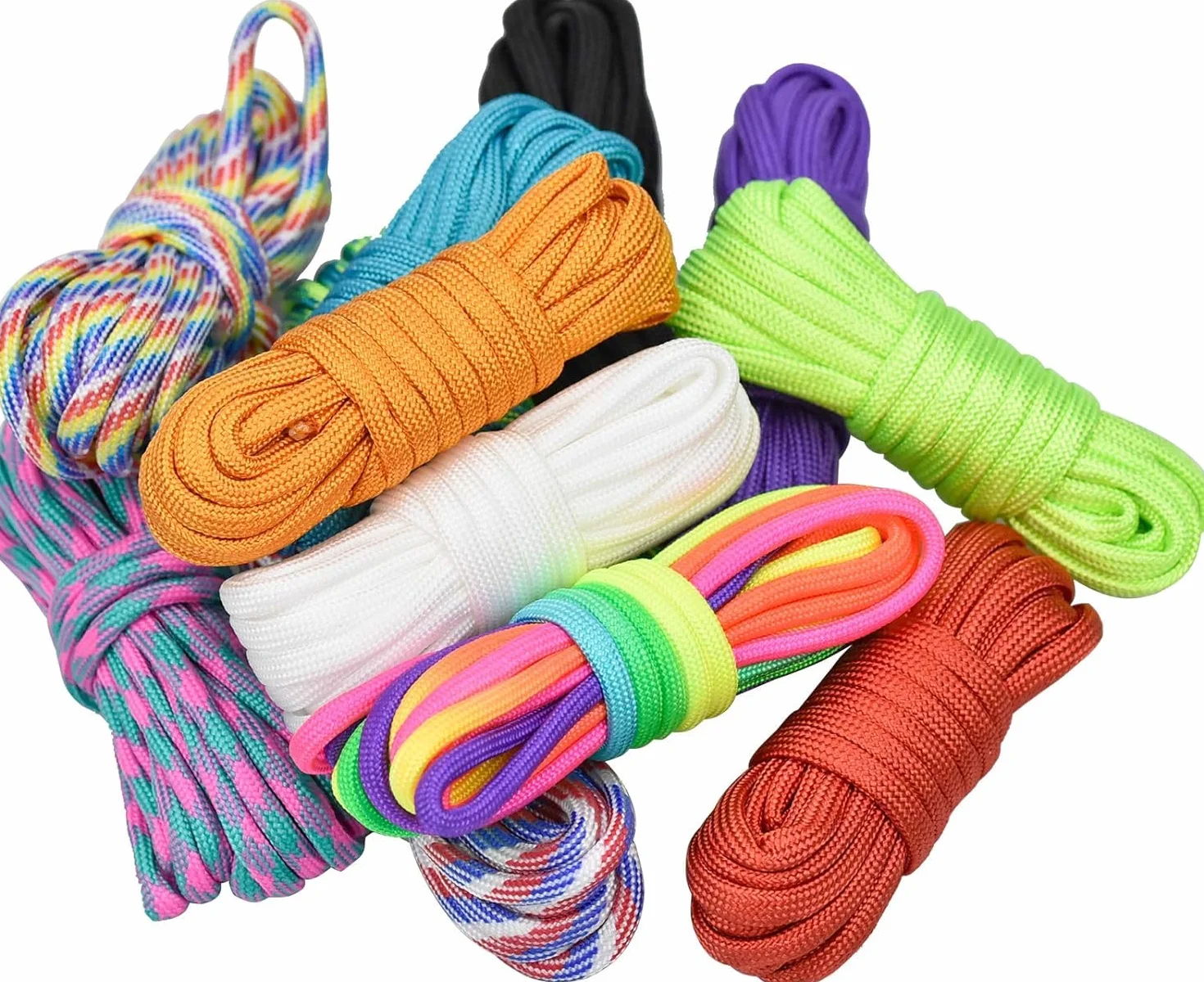 Wandefol 12 kolorów, linka Paracord 550, wielofunkcyjny zestaw linek paracord, z 24 klamrami, do majsterkowania, survivalu, biwakowania, dla wszystkich grup wiekowych, 12 kolorów