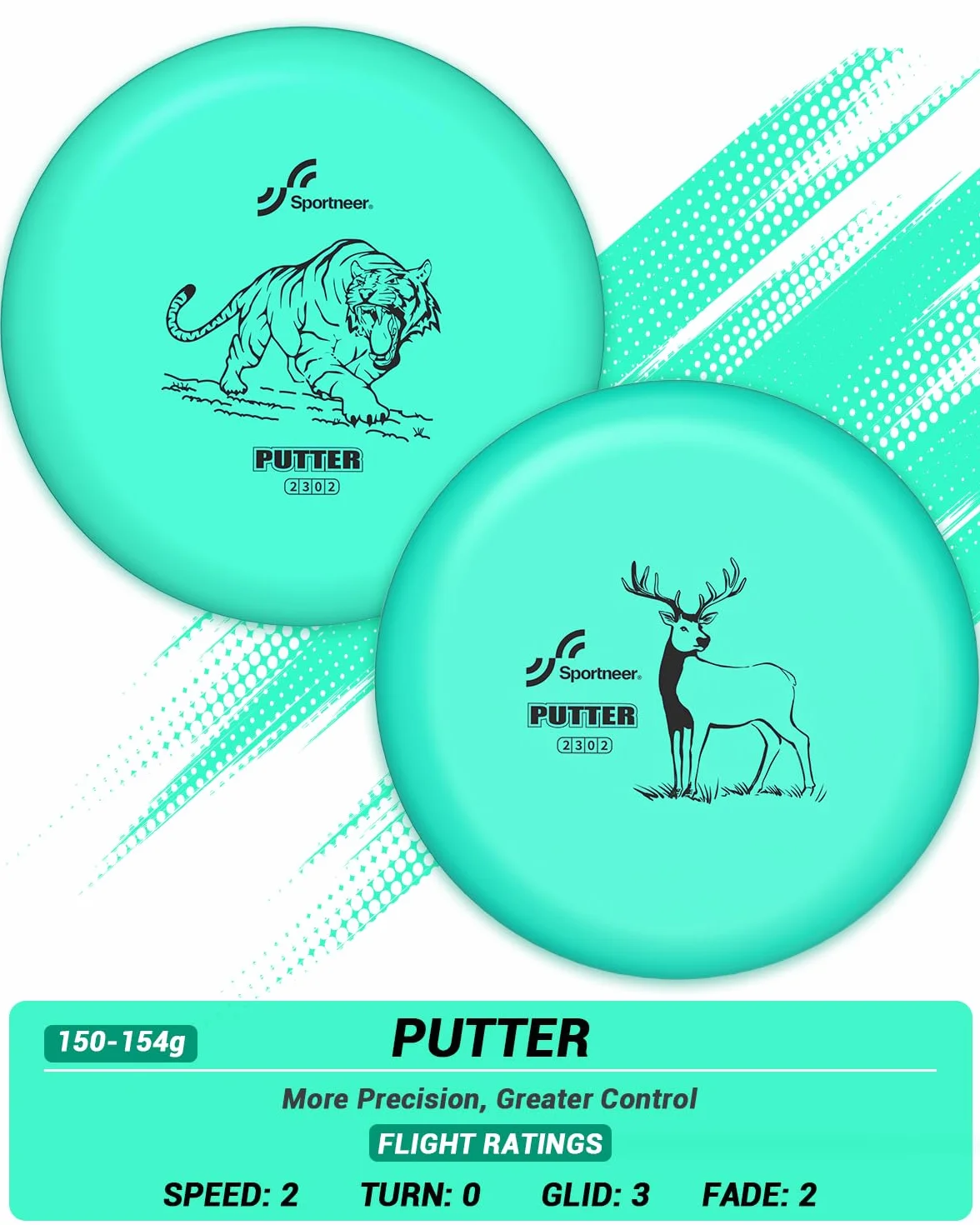 Sportneer Zestaw krążków do golfa, zestaw startowy do gry w golfa DiscGolf dla dorosłych (zwierzęta lądowe, 6)