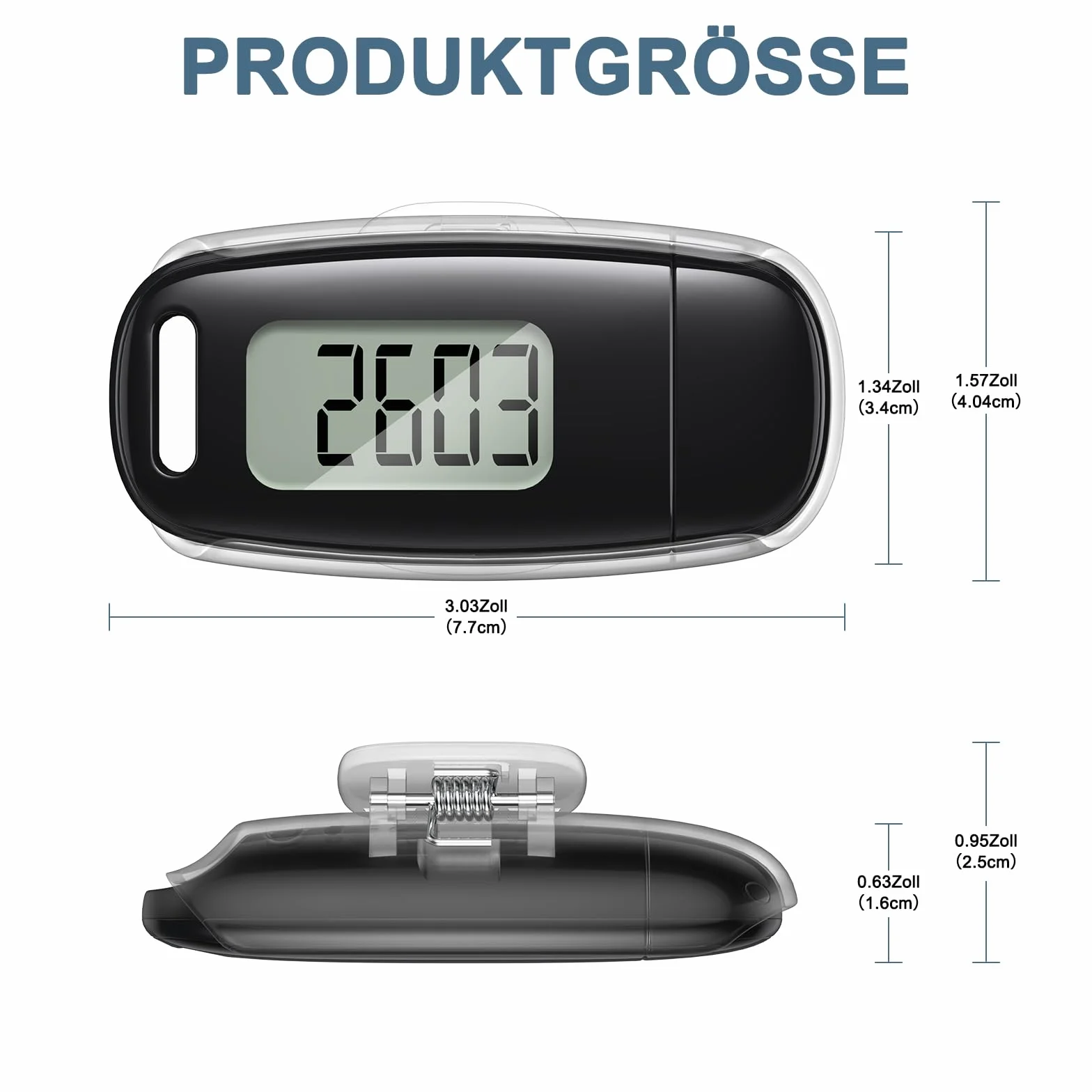 Krokomierz 3D, ładowany przez USB, krokomierz do chodzenia, duży wyświetlacz, prosty krokomierz bez aplikacji, dokładny krokomierz, śledzenie kroków