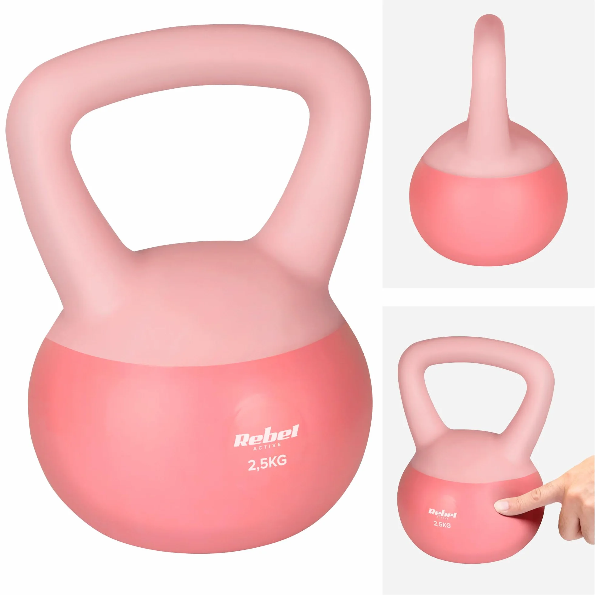 Rebel Soft Kettlebell 2.5kg Miękkie PCV Bezpieczne Ciche Hantel do Fitness