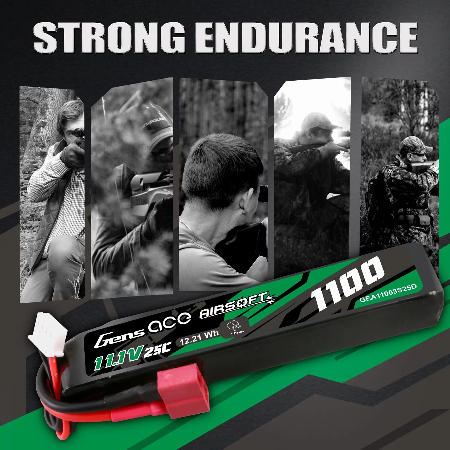 Gens ace 3S 1100mAh 11.1V 3S1P 25C bateria lipo airsoft ze złączem Deans T, do airsoftu itp