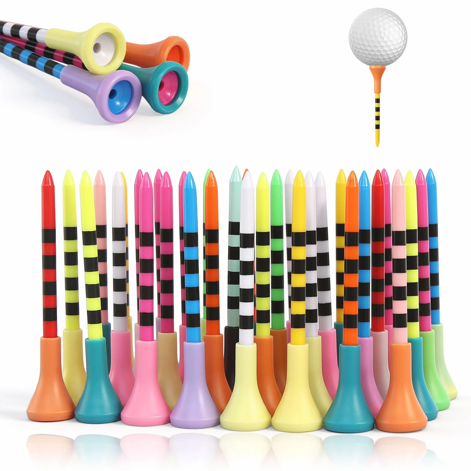 DELAESI 60 sztuk kolorowych kołków golfowych z tworzywa sztucznego 83mm dla golfistów hobbystów, profesjonalnych golfistów, młodzieży