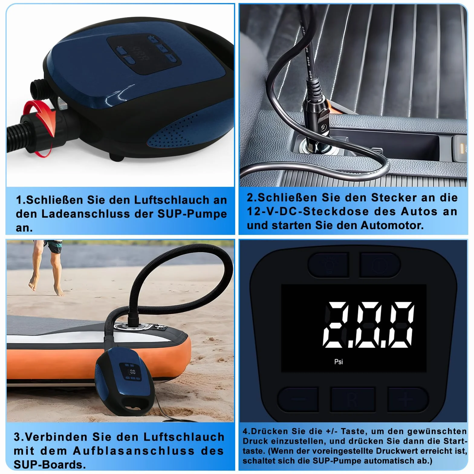 Pompa Sup Elektryczna 20 psi do łodzi pneumatycznych z automatycznym wyłączaniem