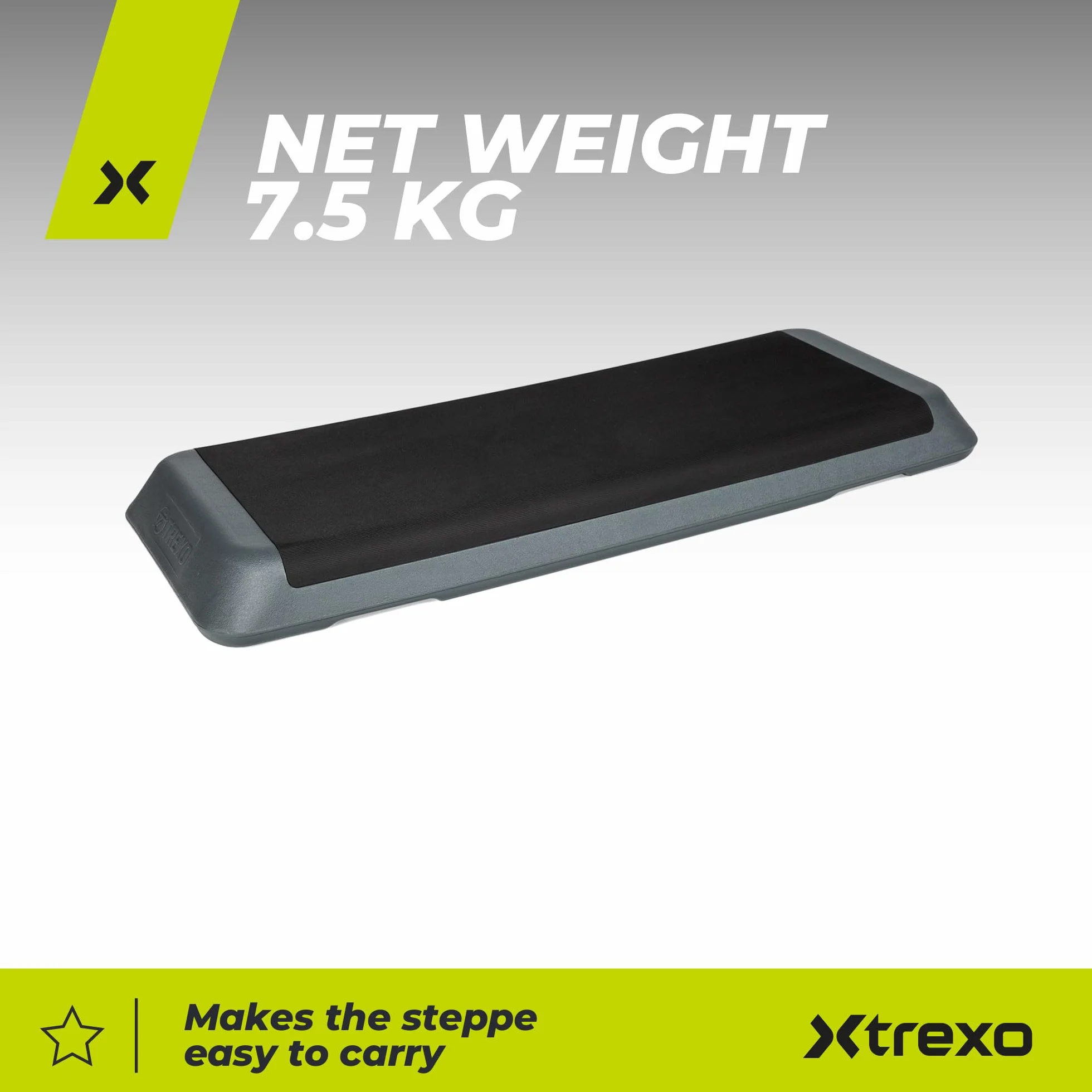TREXO Step do Aerobiku 109 x 41 cm | Regulacja Wysokości 10-15-20 cm, Wytrzymały Materiał | Platforma do Ćwiczeń Cardio i Fitness do 250 kg | Szary | TRX-AS01