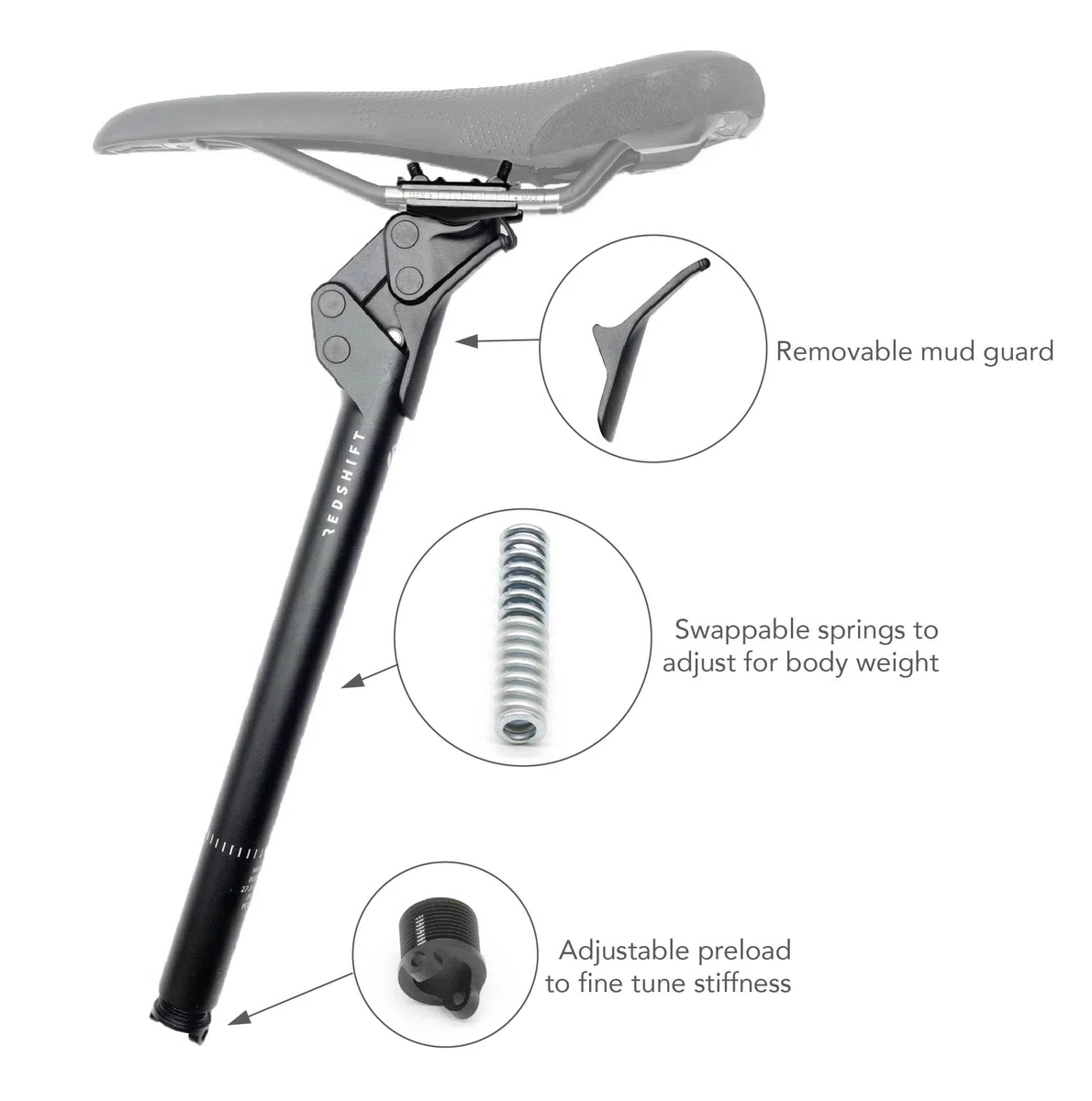 REDSHIFT ShockStop Suspension Seatpost for Bicycles, Shock-Absorber Bike Seat Post for Road, Gravel, Hybrid, and E-Bikes