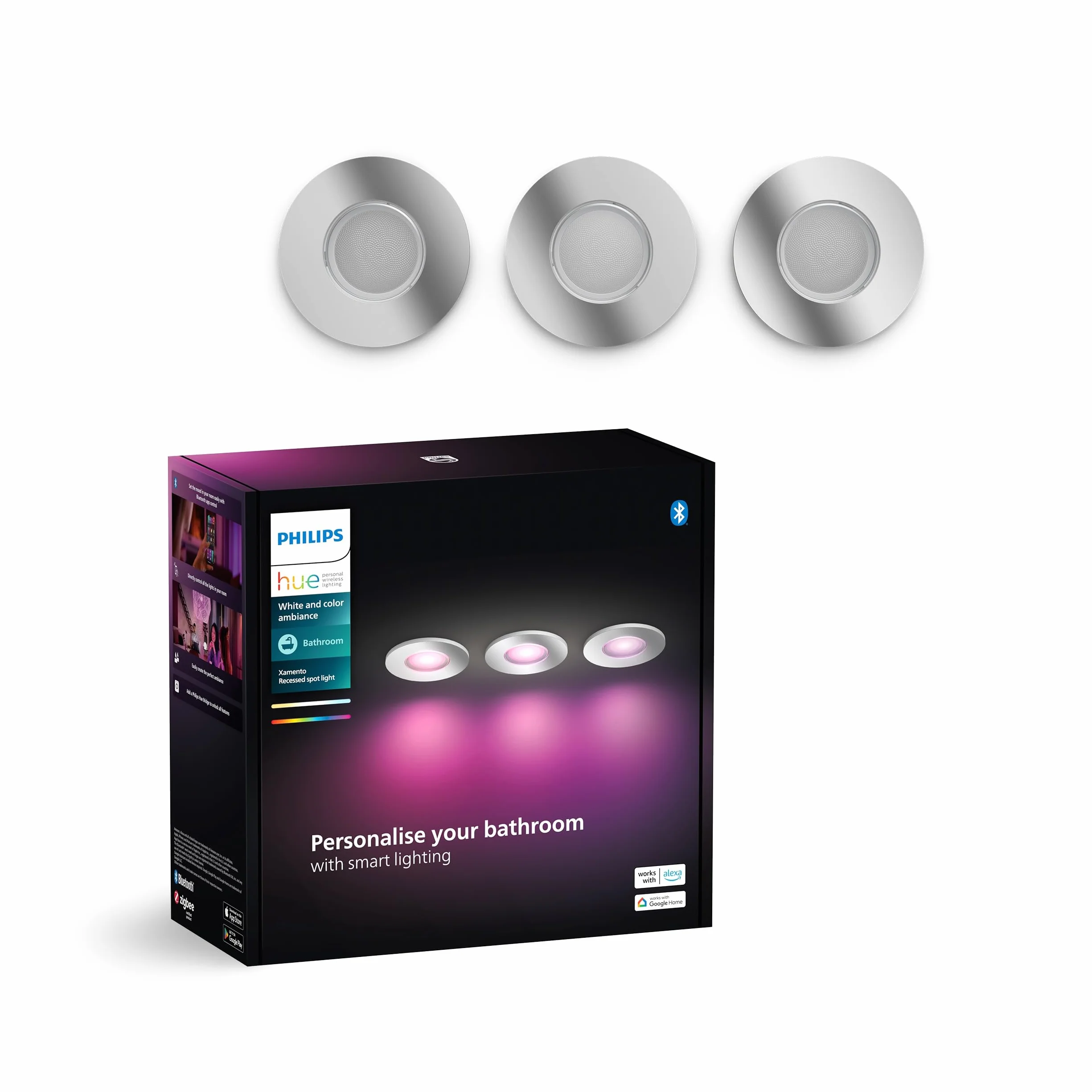 Philips Hue White & Color Ambiance Xamento wpuszczany reflektor, 3 opakowania, ściemniane
