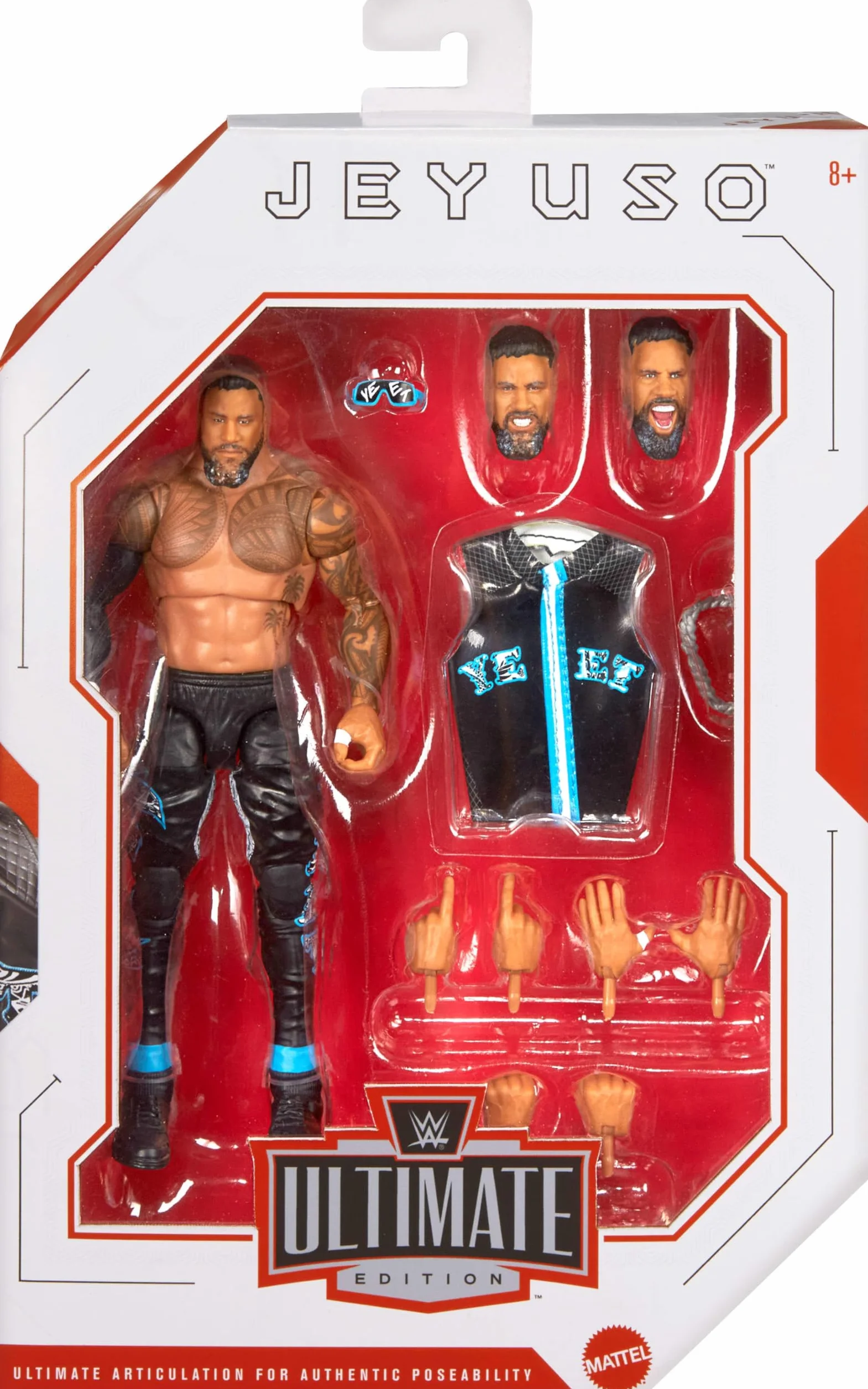 Mattel WWE Ultimate Edition Jey USO 15 cm figurka kolekcjonerska 30 punktów artykulacji