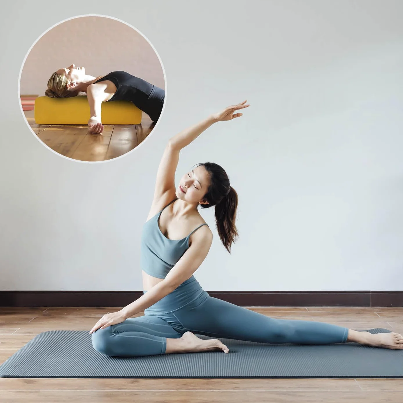 #DoYourYoga Yoga Bolster »Paravati« z ekologiczną łuską gryki (KBA), poszewka nadająca się do prania, 67 cm x 13 cm, poduszka do medytacji/poduszka do siedzenia/poduszka zafu do Yin Yoga - curry żółty