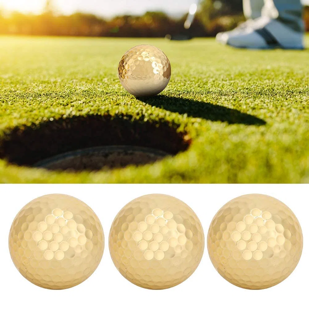 Ejoyous Piłki Golfowe, Złote, Podwójna Warstwa, 4 Sztuki, do Ćwiczeń i Treningu