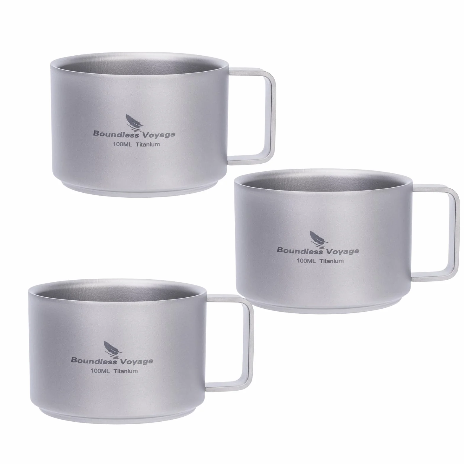iBasingo Tytanowa filiżanka do kawy, 100 ml, z podwójnymi ściankami, mini kubek do espresso, do użytku na zewnątrz, na kemping, podróż, przenośny, trwały, metalowy naczynie do picia, Ti3085D (3)