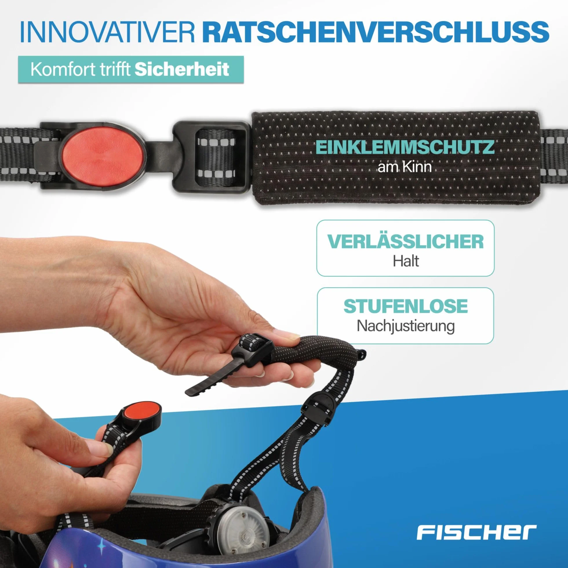 FISCHER BMX kask rowerowy, kask rowerowy Dirt Bike Plus Explorer, S/M, 54-59 cm, niebieski, z wbudowanym tylnym światłem LED