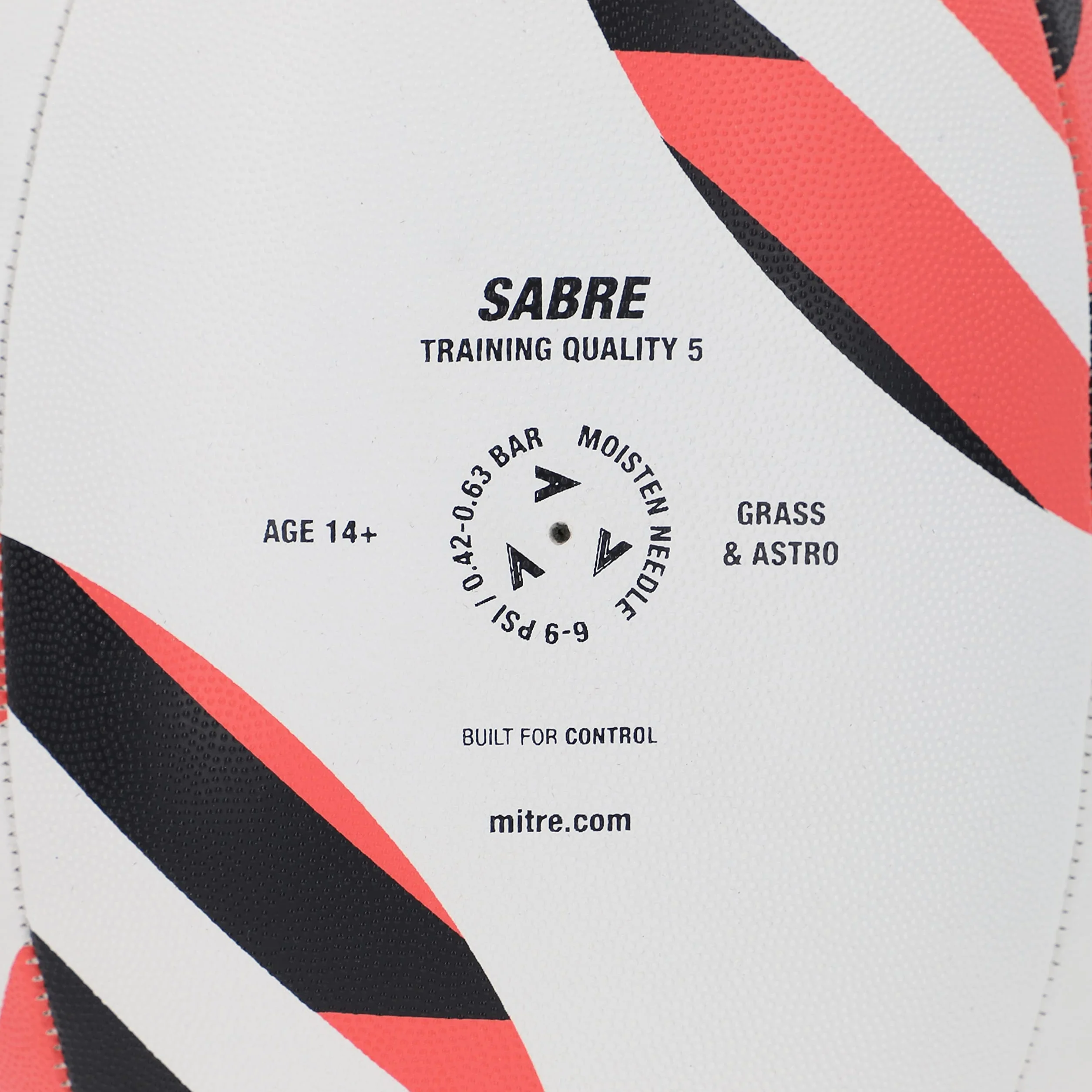 Mitre Piłka do rugby, bardzo mocna podszewka, pełna waga, bardzo popularna, biała/czarna/pomarańczowa, 5