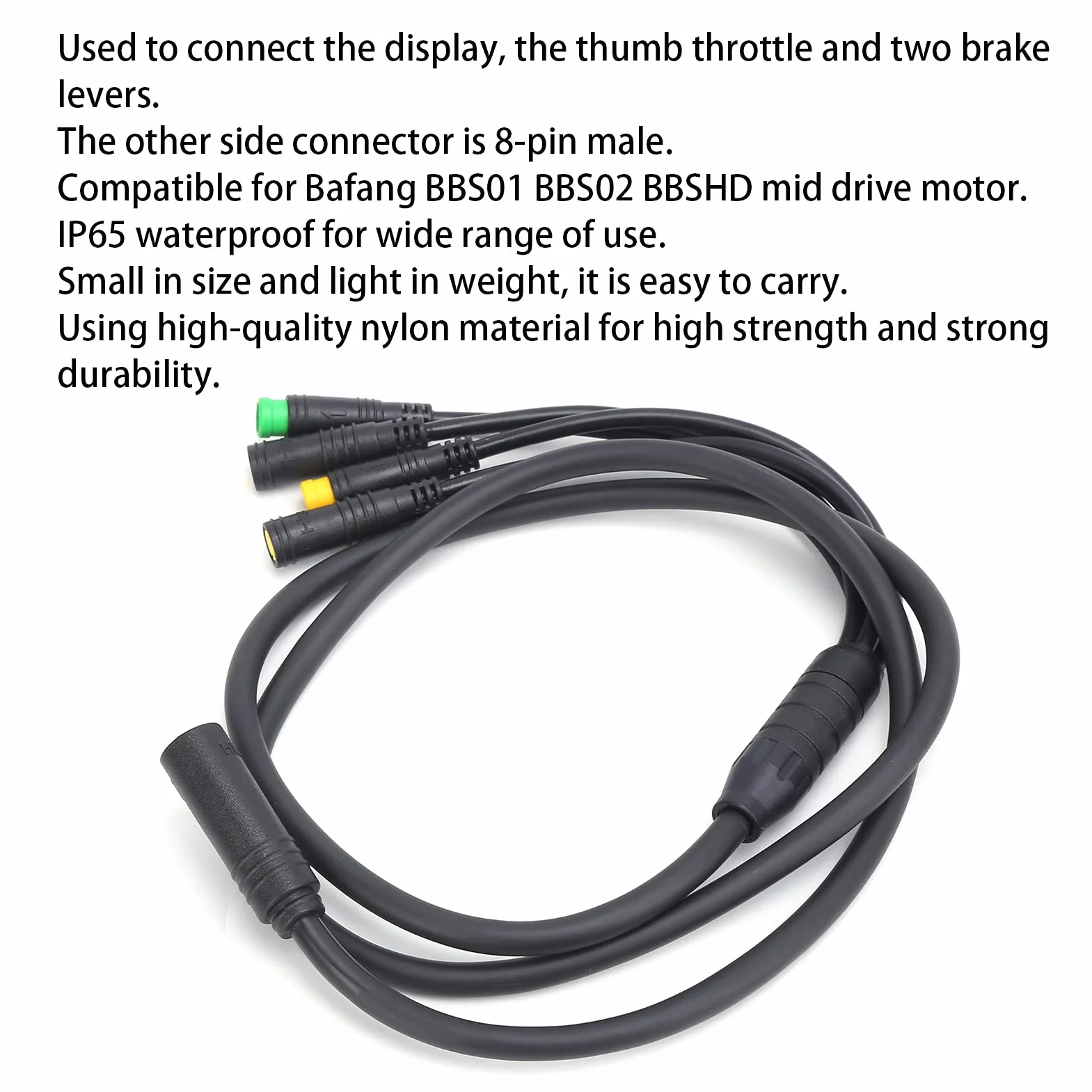 Kabel Rowerowy 1T4 dla BBS01/BBS02, Wodoodporny Przew¨®d z Nylonu, 103 cm, Kompatybilny z Wy?wietlaczem, Manetk? Gazu i D?wigni? Hamulca do Silnika Centralnego