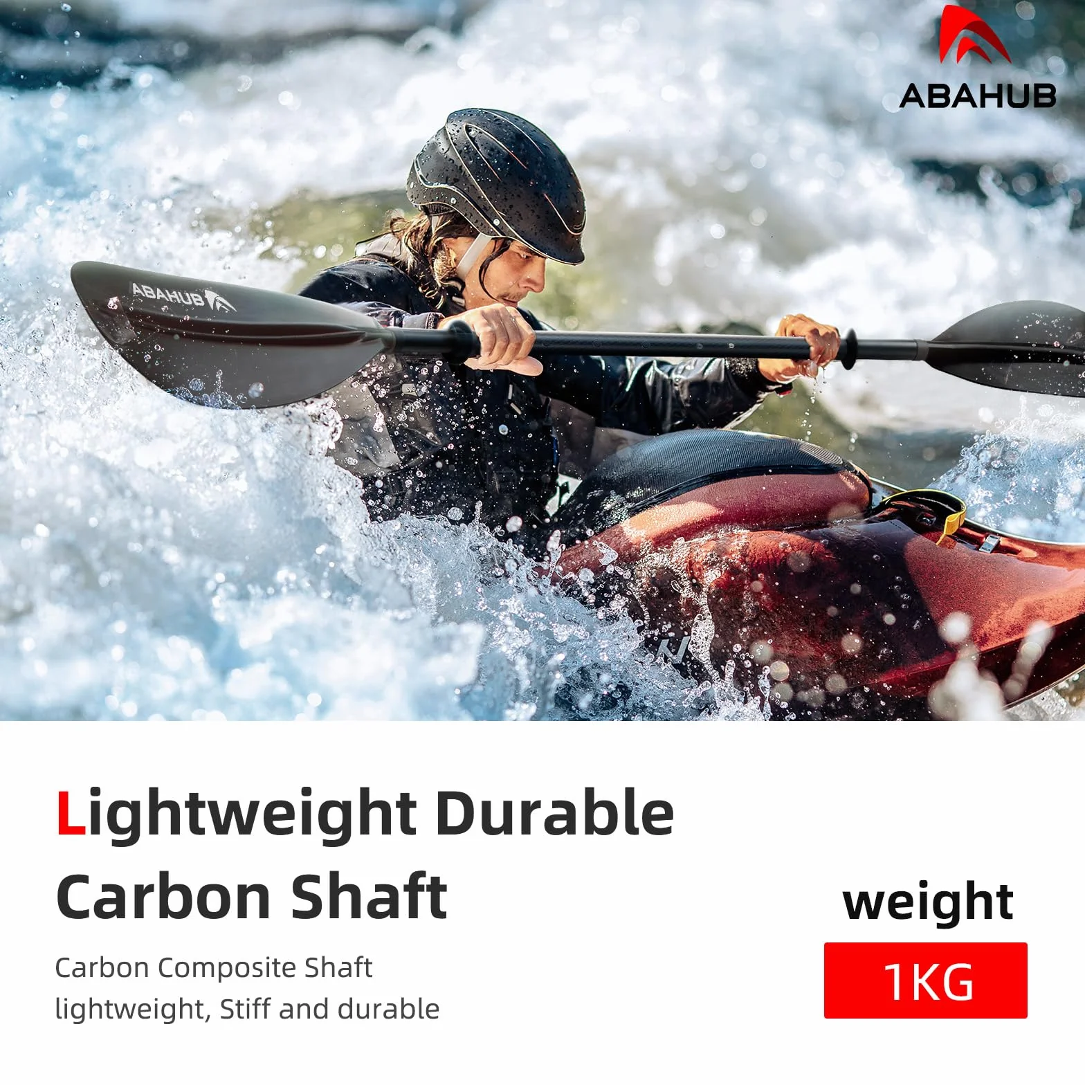 Abahub Kayak Paddle Carbon 220cm Do 240cm Regulowane PodwóJne WiosłO WiosłOwe Kajaka Kajak, PręT Ze Stopu WęGla, Plastikowe Ostrza Czarny/BiałY/Niebieski/Zielony/PomarańCzowy/żółTy