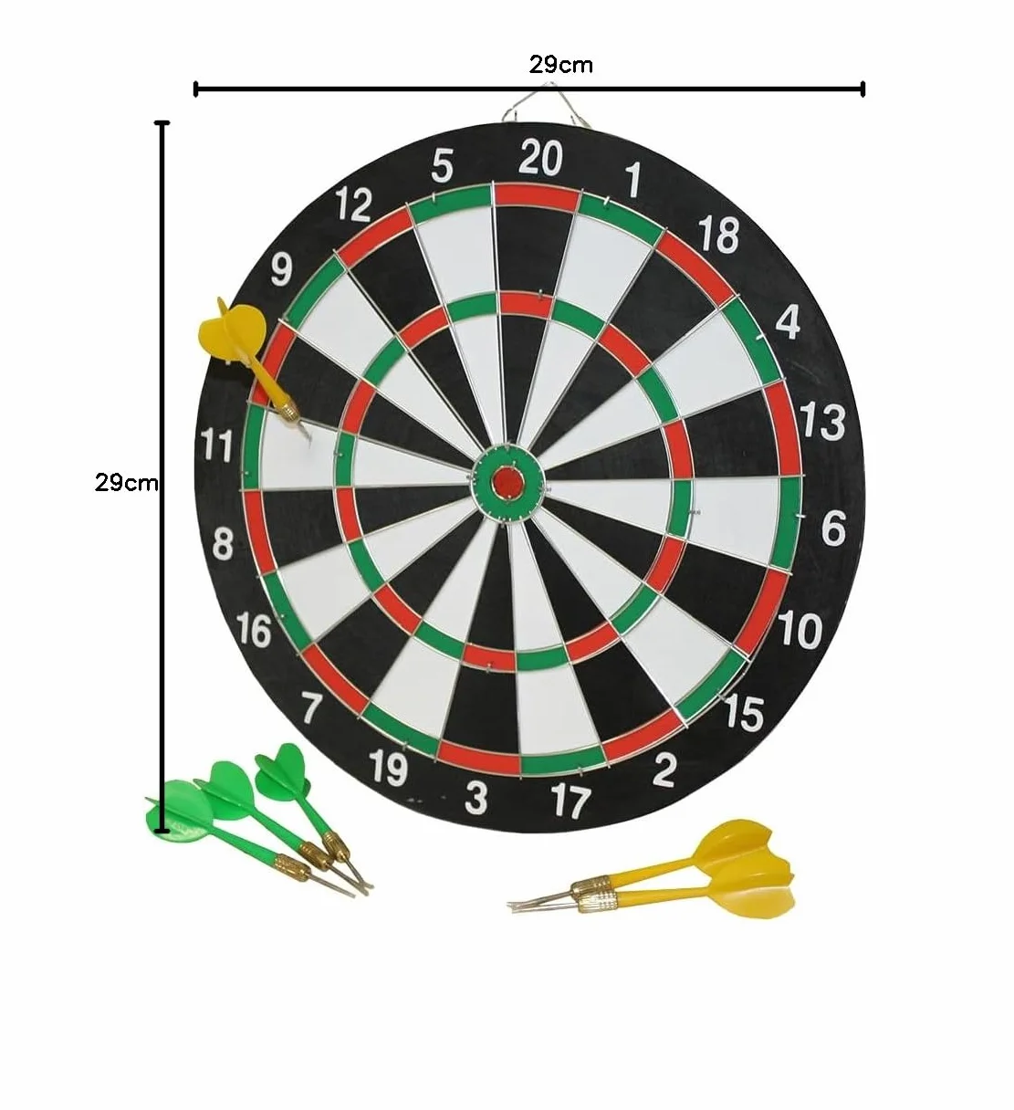 Idena Tarcza do rzutek 29 cm 2 strony 6 rzutek zielony żółty