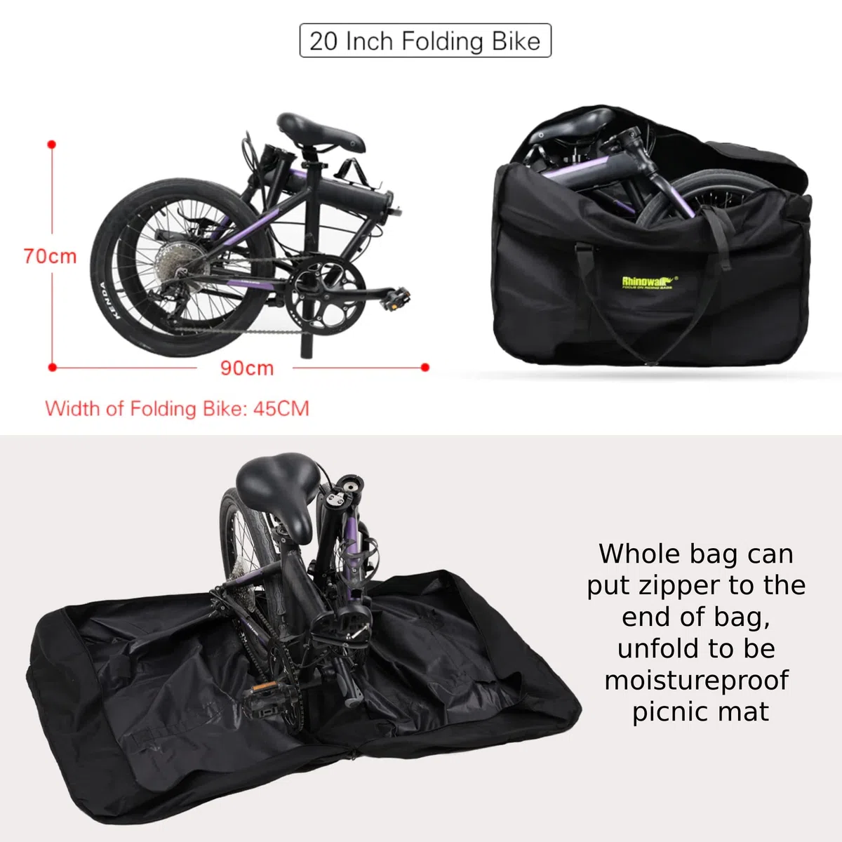 BAIGIO Torba transportowa do roweru składanego 14"-20"