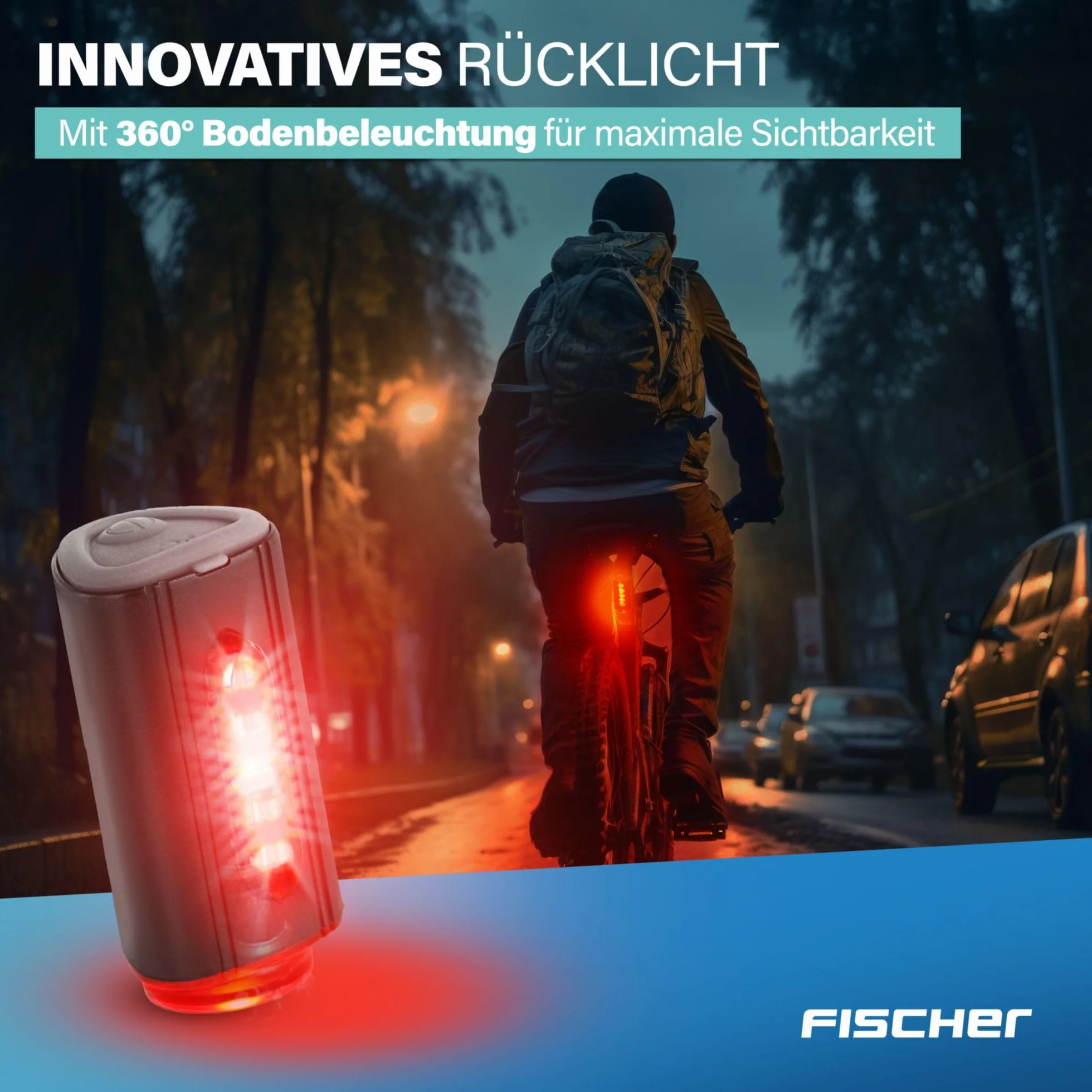 Fischer Twin Oświetlenie Rowerowe, 1 Sztuka