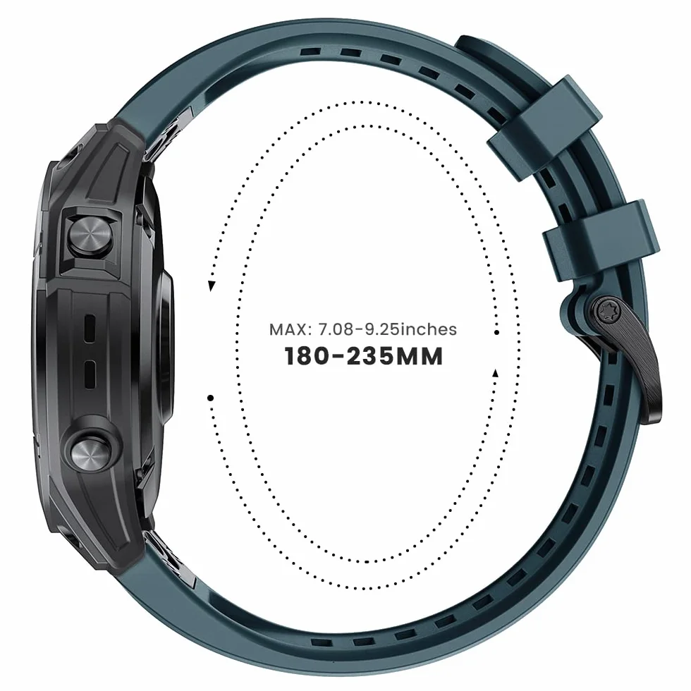 Silikon Kompatybilny z Fenix 7/Fenix 6/Fenix 5, 22mm Szybka Pasująca Bransoletka Sportowa Zastępcza dla Fenix 6 Pro/Descent G1/EPIX 2/Approach S62/Descent MK 2/Forerunner 945/935, 235 mm
