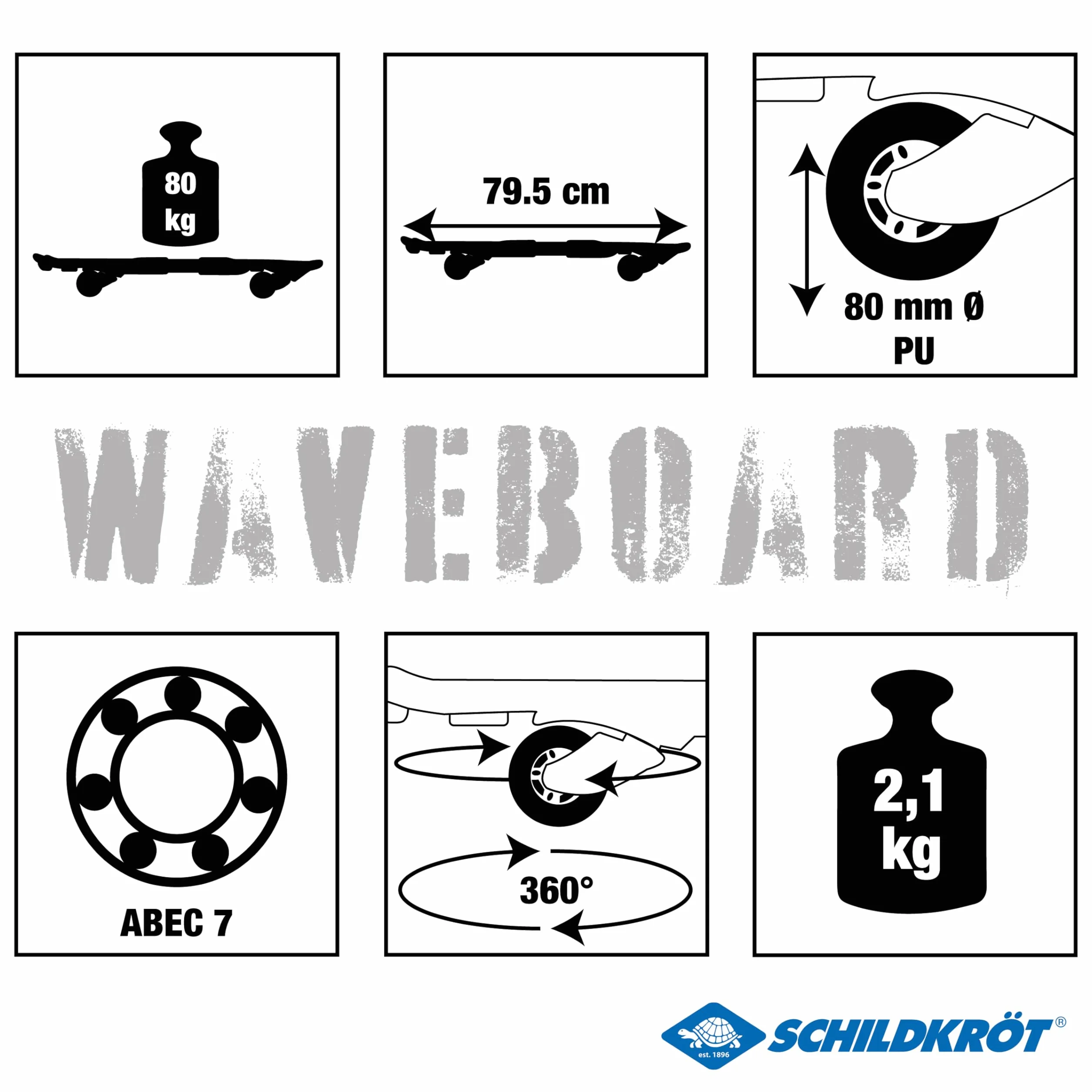 Schildkröt Waveboard Good Vibes, lekka i zwrotna deska z antypoślizgowymi wypustkami, różne wzory do wyboru