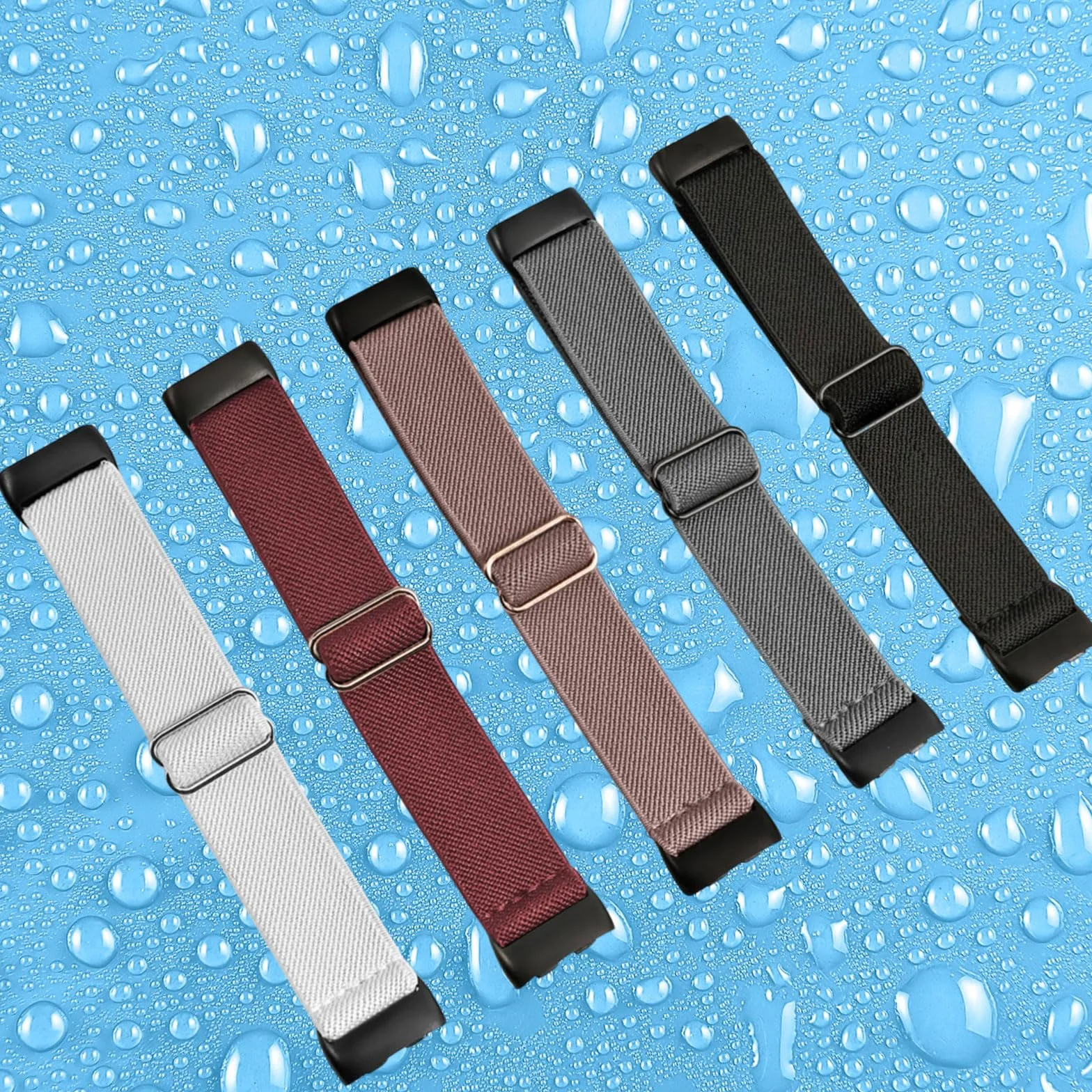 chinbersky Elastyczna bransoletka kompatybilna z Fitbit Charge 6 / Fitbit Charge 5, regulowana tkanina nylonowa, rozciągliwa, oddychająca, sportowa bransoletka do Fitbit Charge 6/Charge 5, dla kobiet