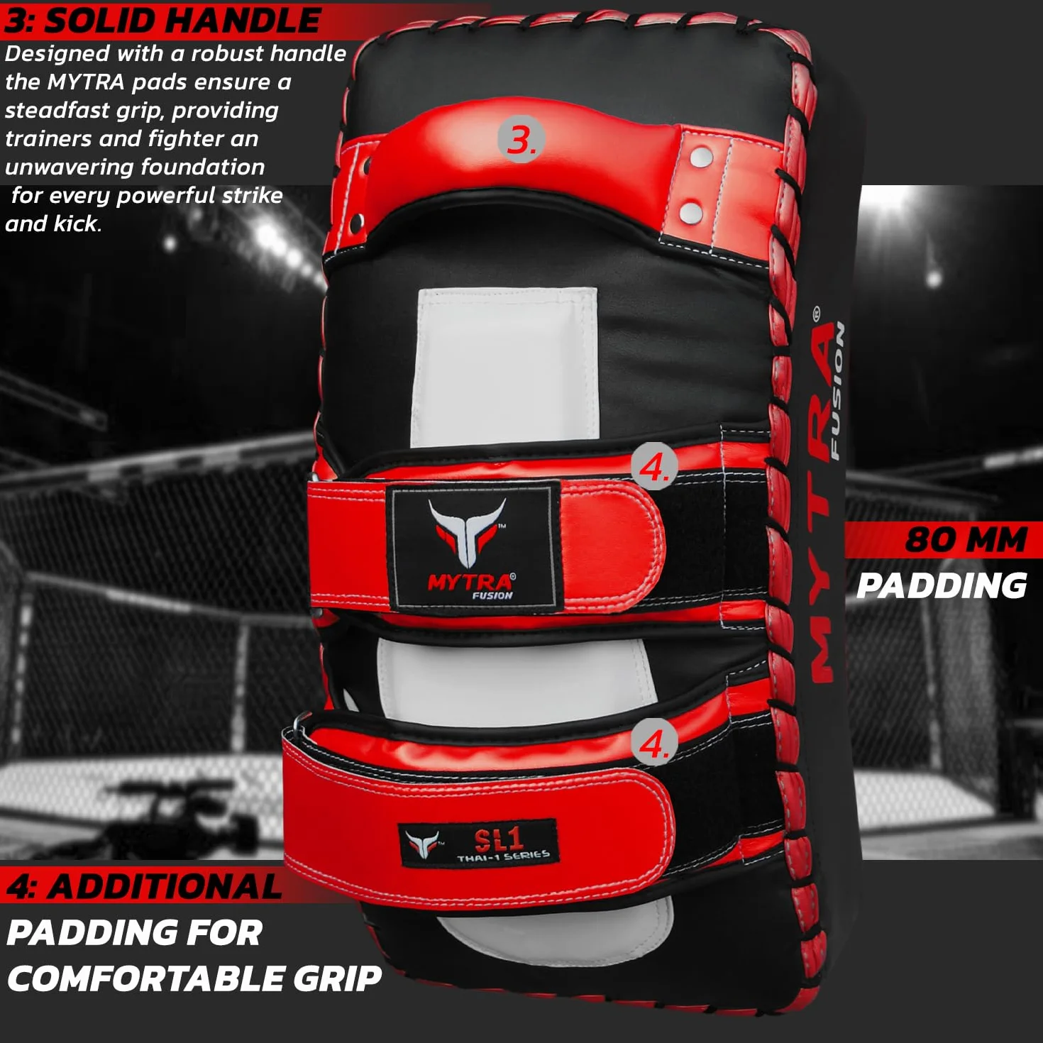 Mytra Fusion Muay Thai Pads Curved Boxing Pads - tajskie ochraniacze do boksu, kickboxingu, MMA, karate, taekwondo, treningów i sztuk walki.