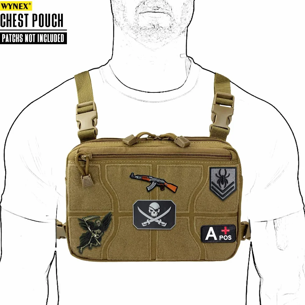 WYNEX Recon Kit torba, Tactical Combat Chest Pack Molle kamizelka, kieszenie przednie, kamuflaż, Airsoft Harness, kabura dzienna, EDC Carry Pouch