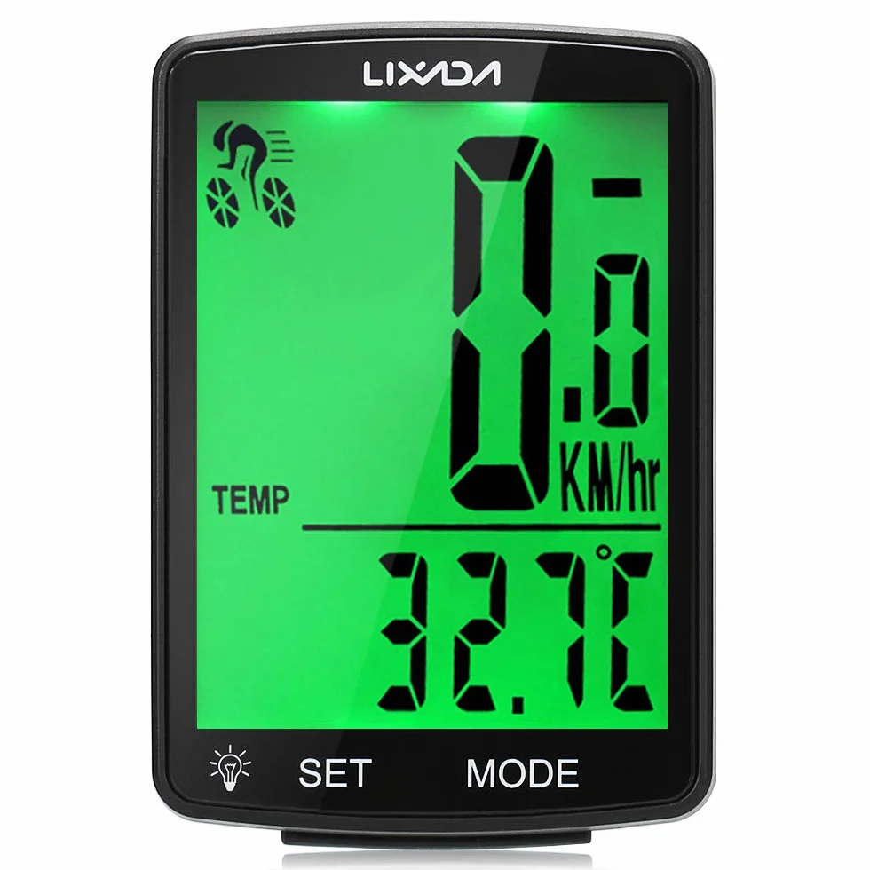 Lixada Bezprzewodowy licznik rowerowy z 2,8 cala Wielofunkcyjny francuski wyświetlacz LCD HD ekran IPX6 wodoodporny komputer rowerowy miernik temperatury 80 x 54,5 mm