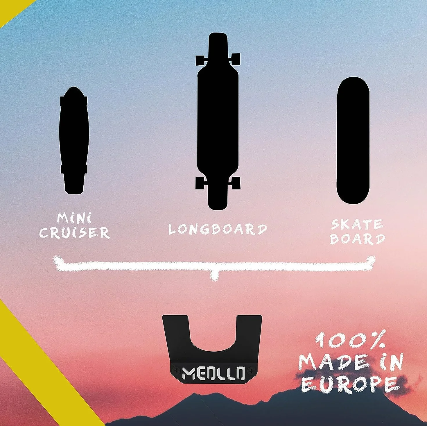 Wieszak ścienny na deskorolkę i Longboard (100% stal) (czarny X2)