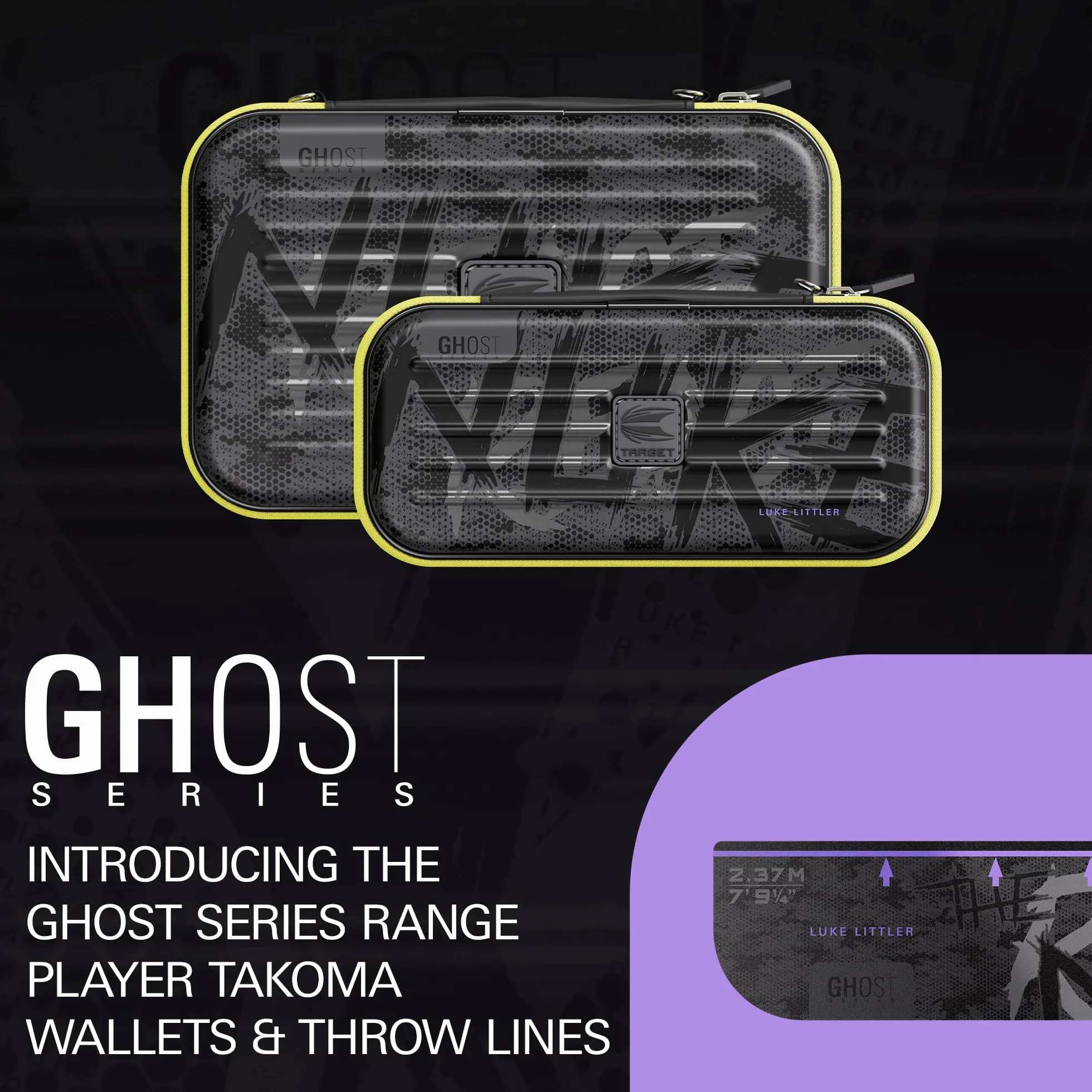 Target Darts Luke Littler Ghost Series XL Takoma Wallet – “The Nuke” profesjonalne etui na 6 zmontowanych rzutek, czarno-białe, z zamkiem błyskawicznym, idealne do przechowywania akcesoriów.